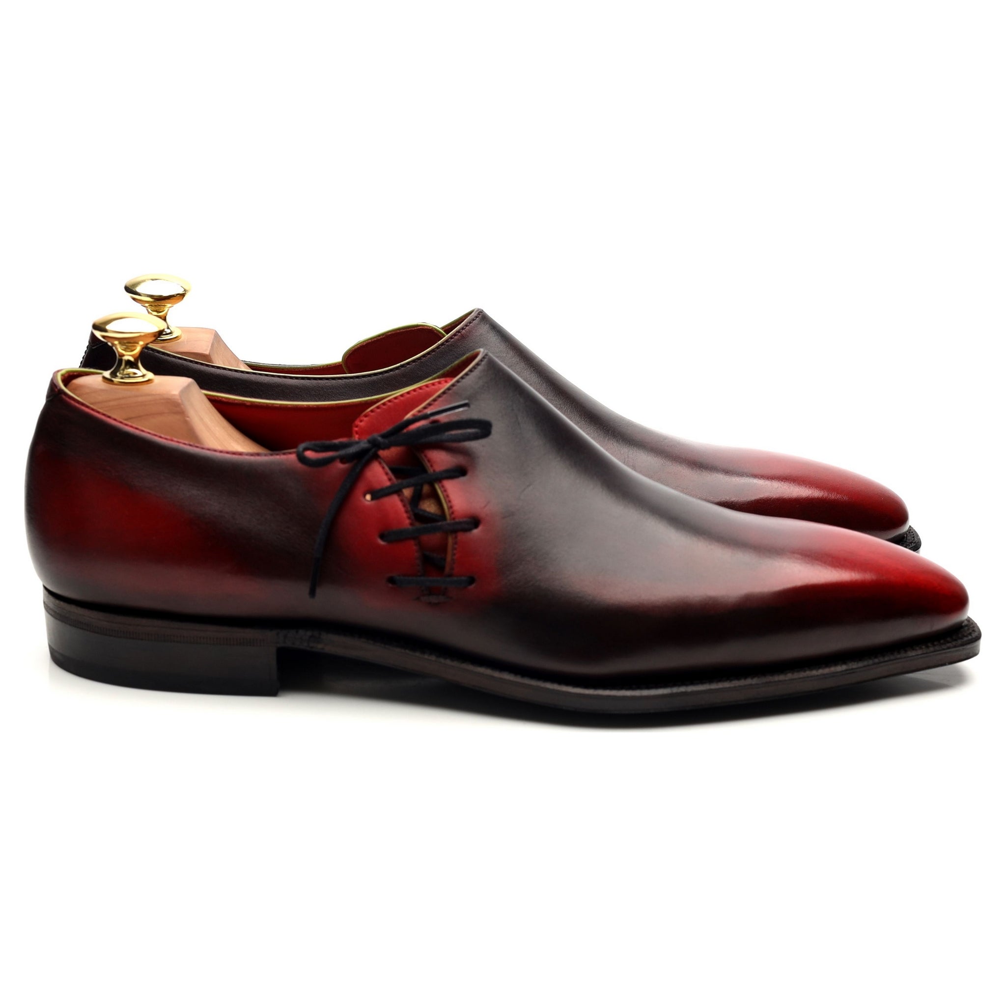 Corthay Lateral Lace richelieu cuir bordeaux UK 8.5