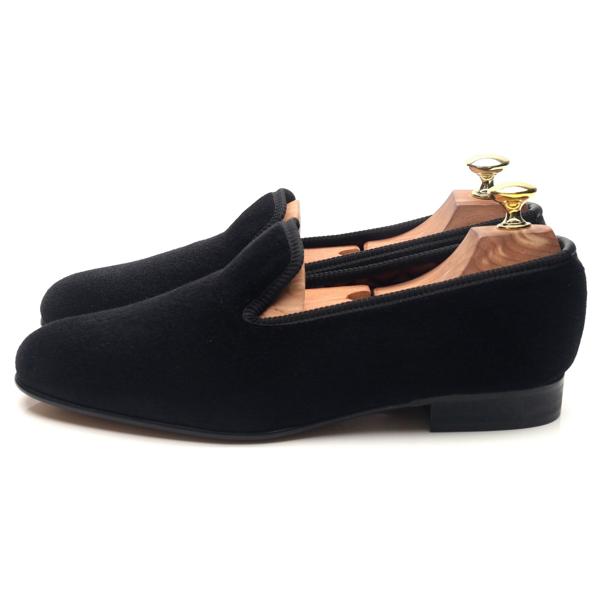 New & Lingwood Albert pantoufles velours noir UK 7