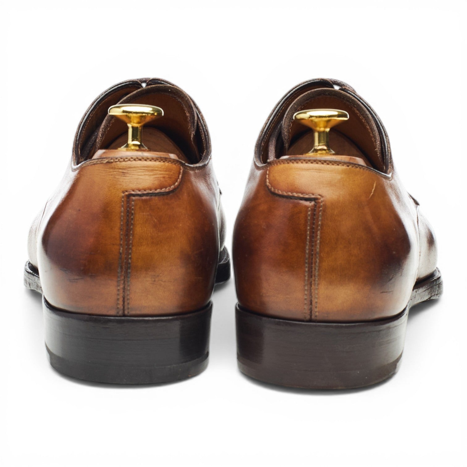 Paolo Scafora derby cuir marron bout droit UK 8