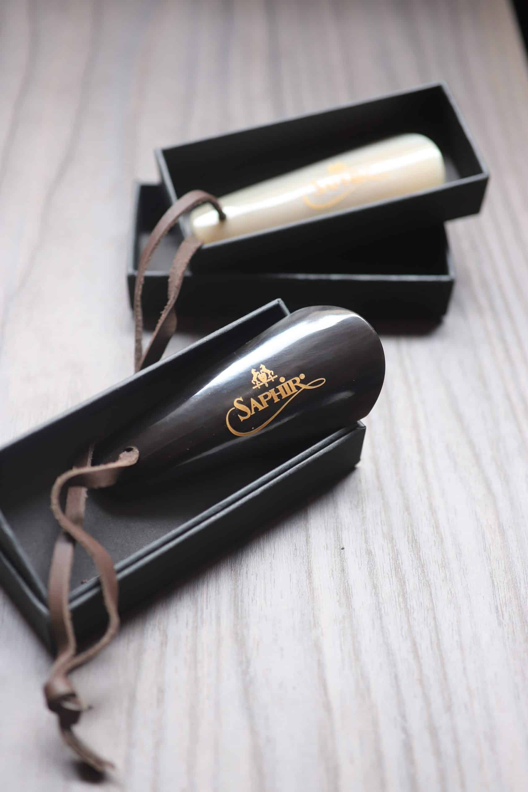 Saphir chausse-pied corne véritable lacet cuir