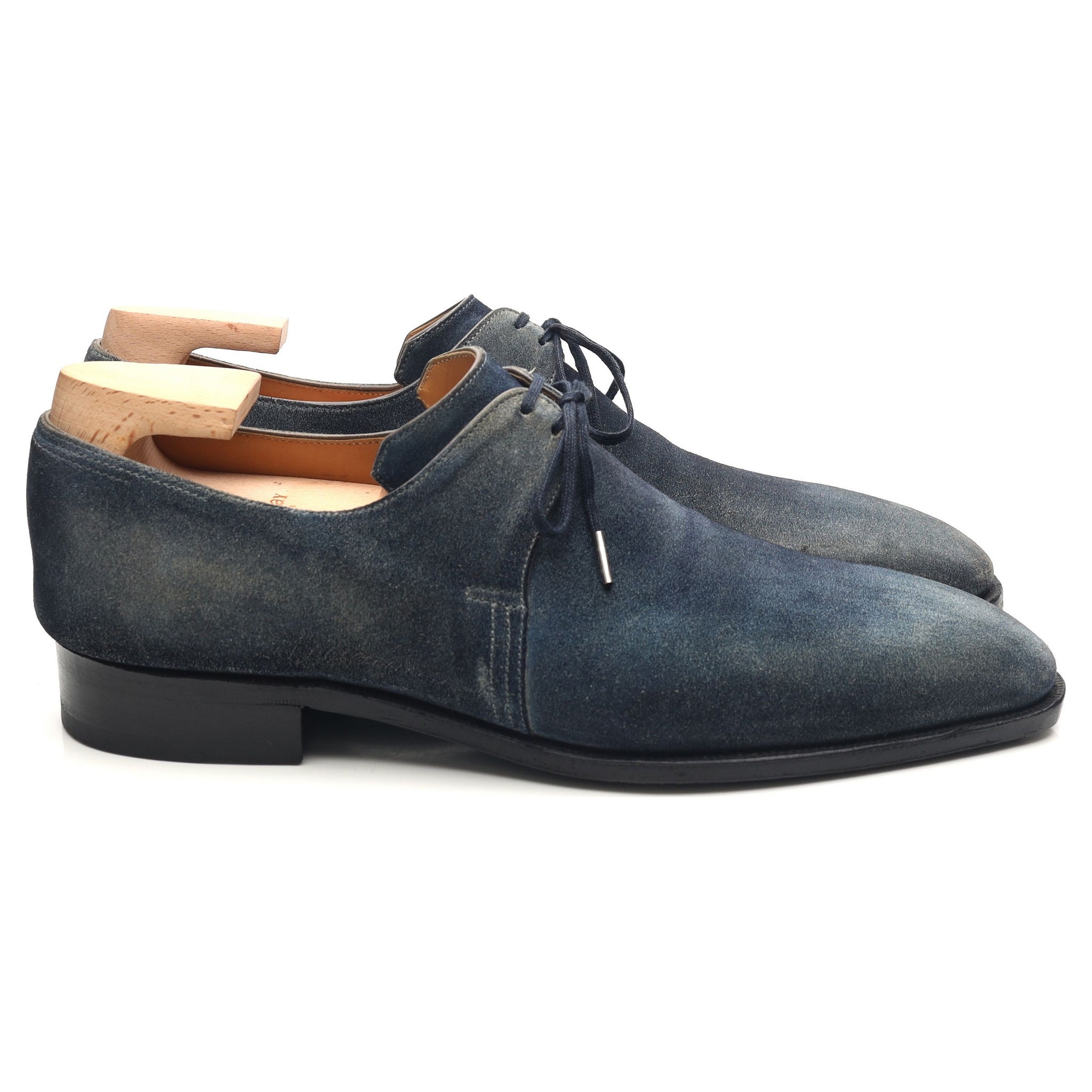 Corthay Arca derby daim bleu UK 6,5 embauchoirs