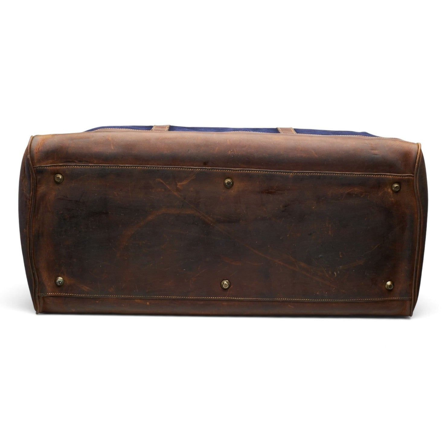 Tusting weekender toile bleue cuir marron