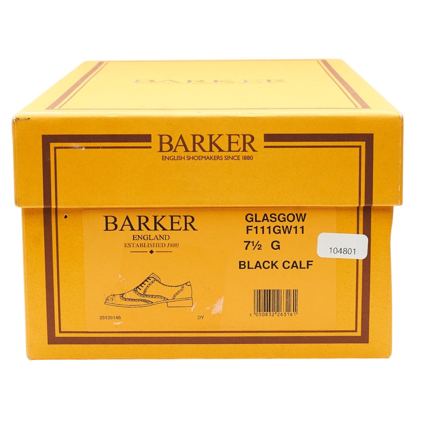 Barker Glasgow oxford brogue cuir noir UK 7.5