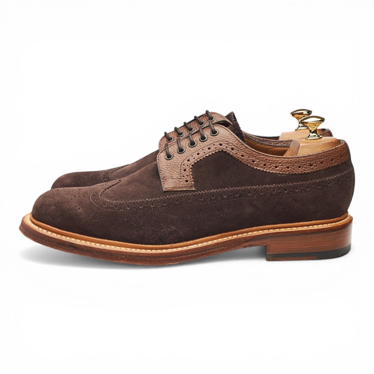 Grenson Sid derby brogue daim marron UK 9