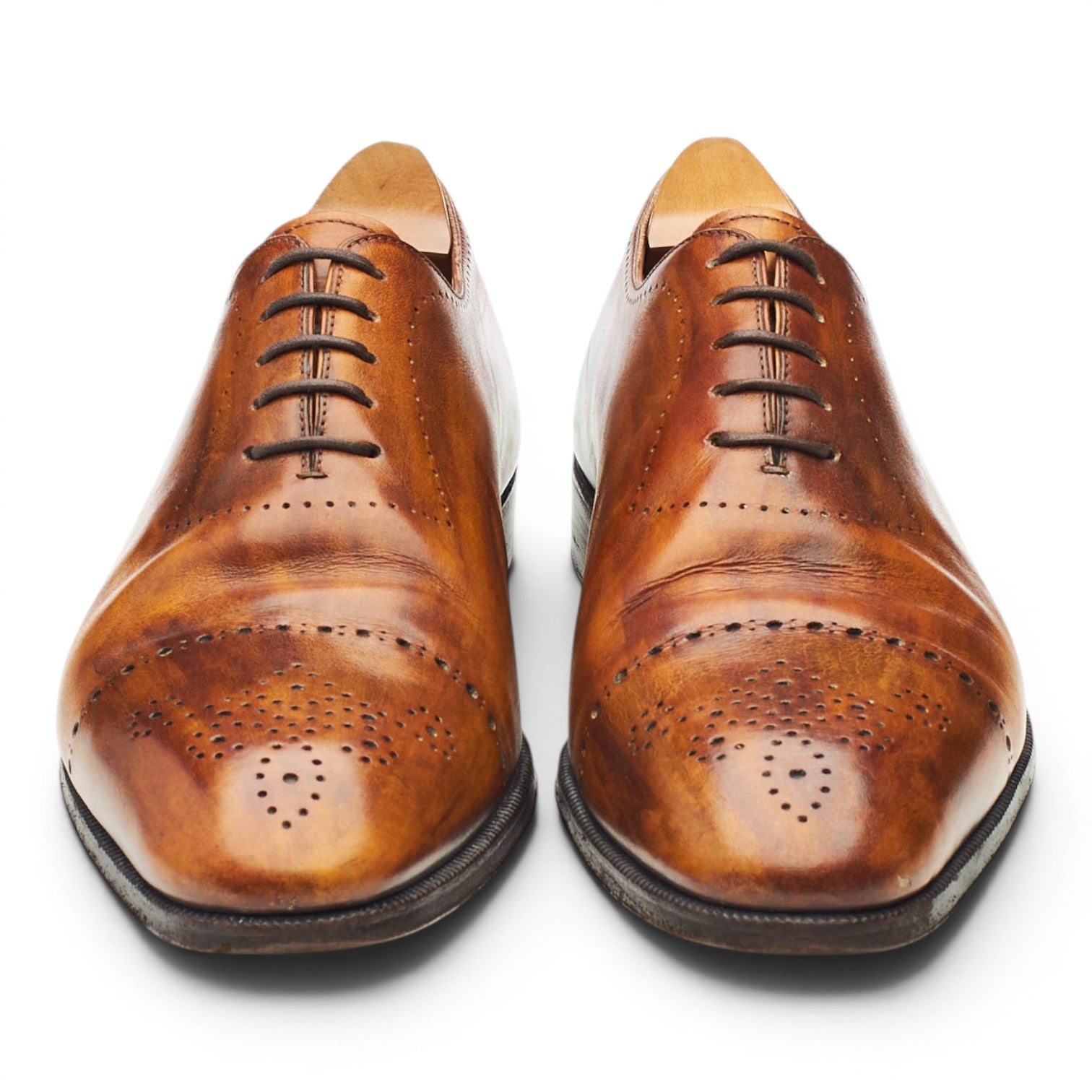 Berluti richelieu cuir patiné marron UK 8,5