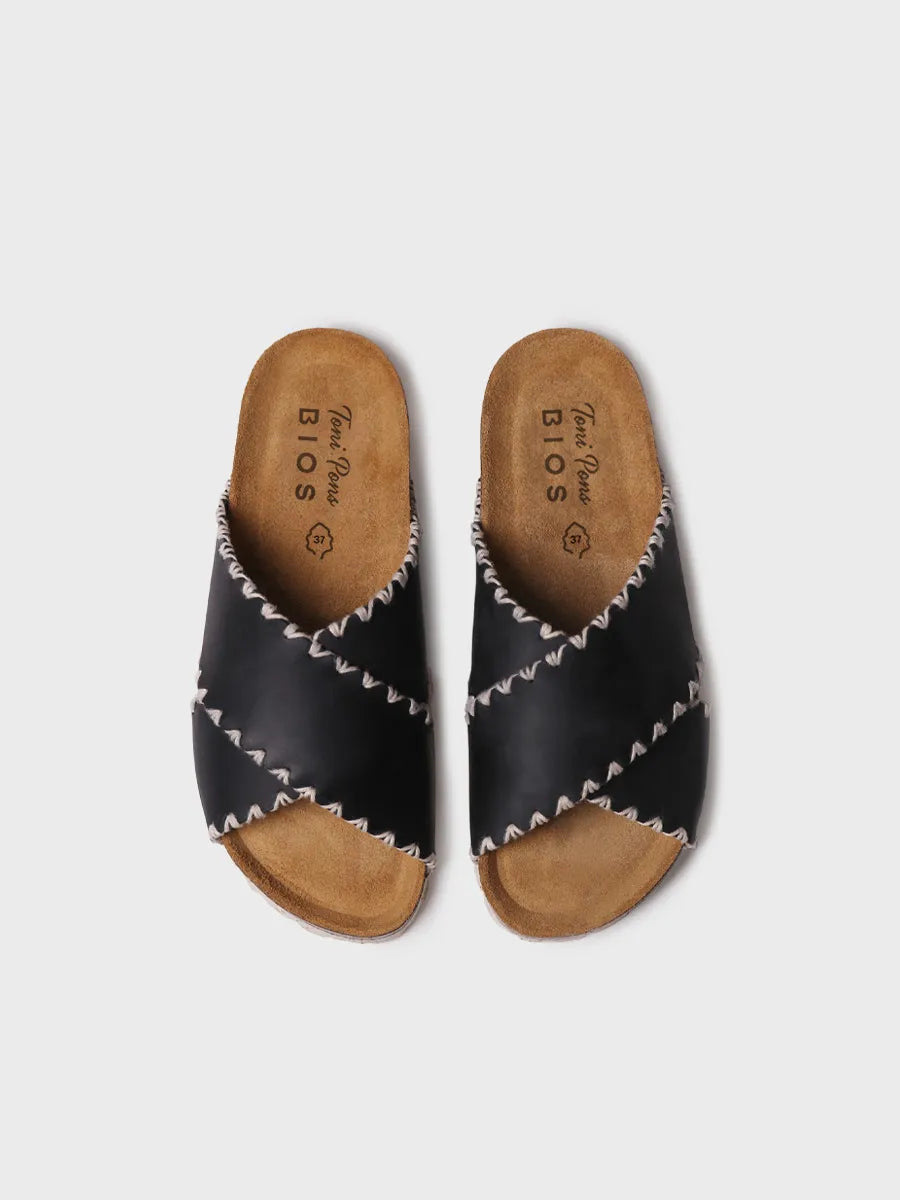 TONI PONS GRIT-PE sandale cuir noir brides croisées