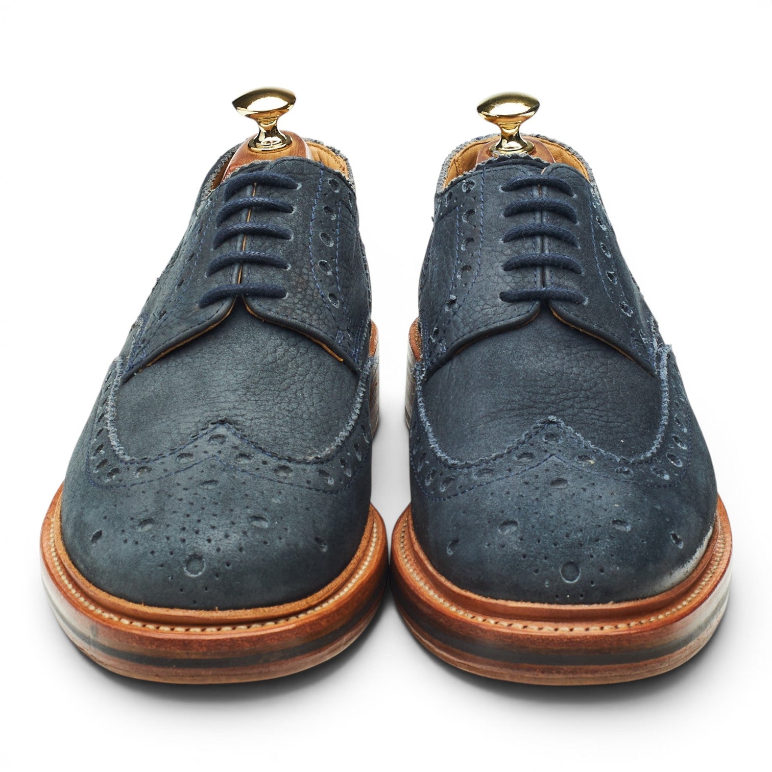 Grenson Archie derby brogues nubuck bleu UK 8