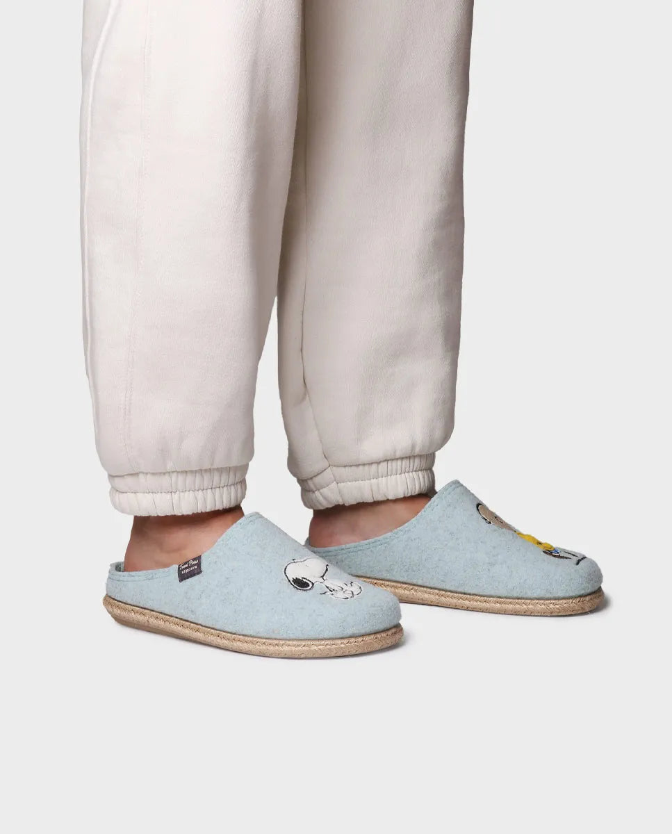 Toni Pons Snoopy chaussons sabots feutrine motif