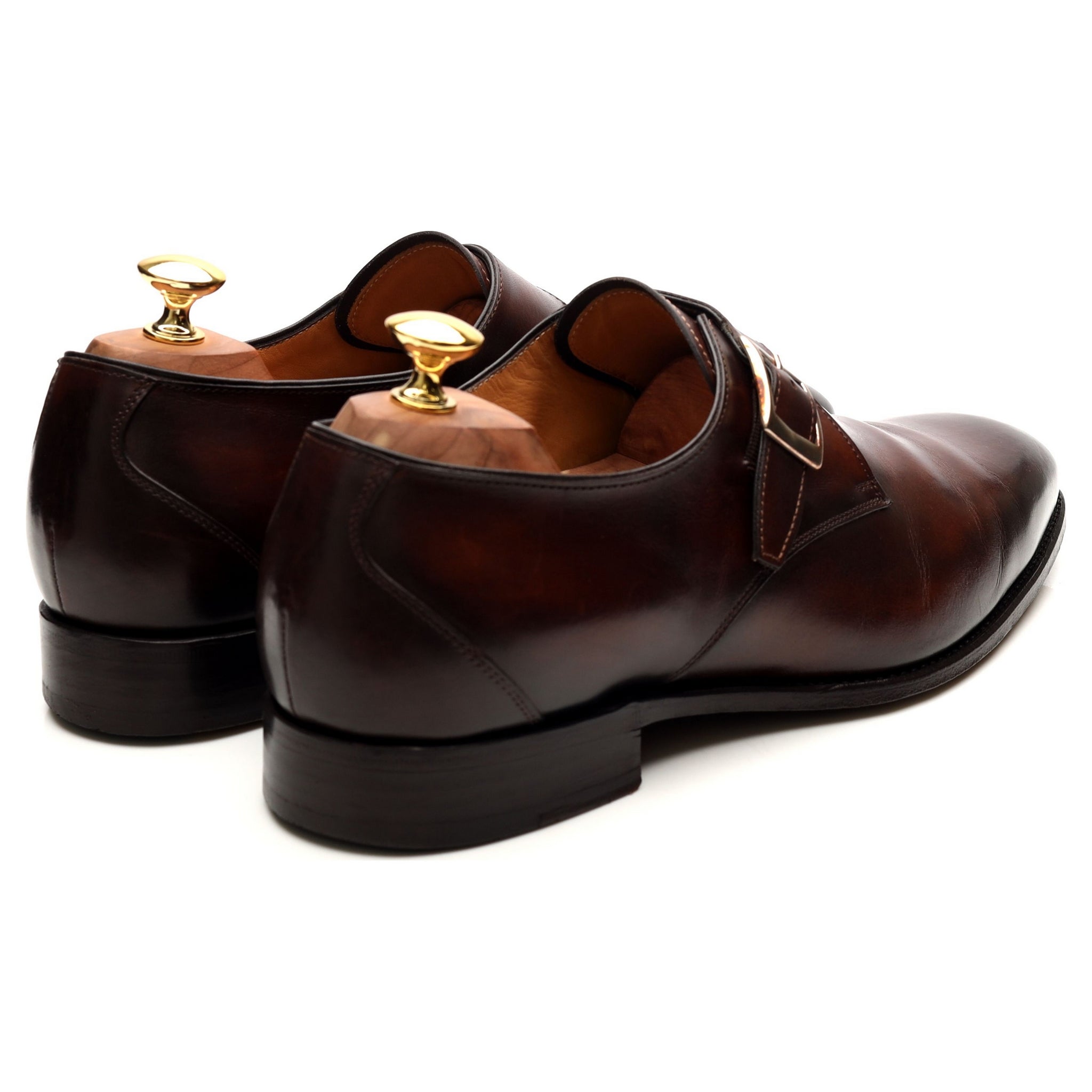 Carlos Santos Gareth chaussures monk cuir marron UK 9,5