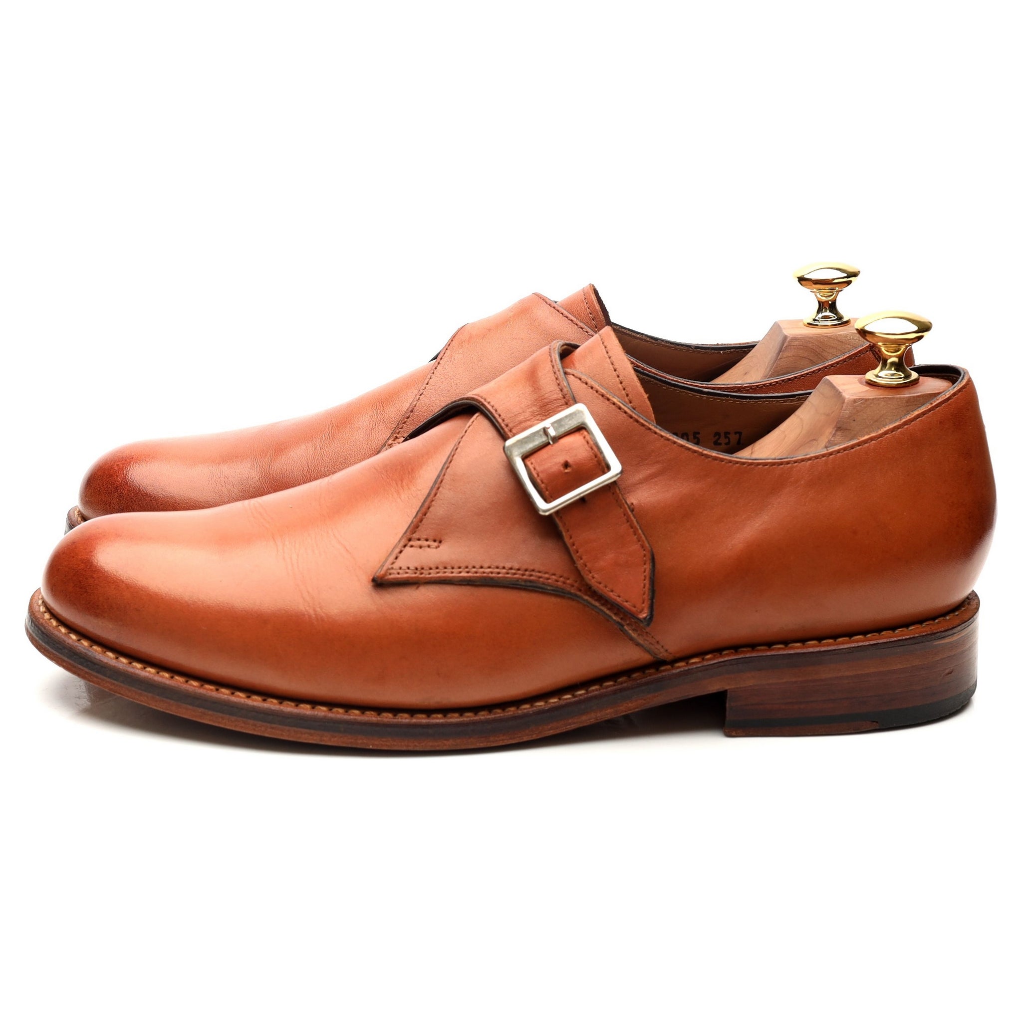 Grenson Nathan chaussures monk cuir cognac UK 9