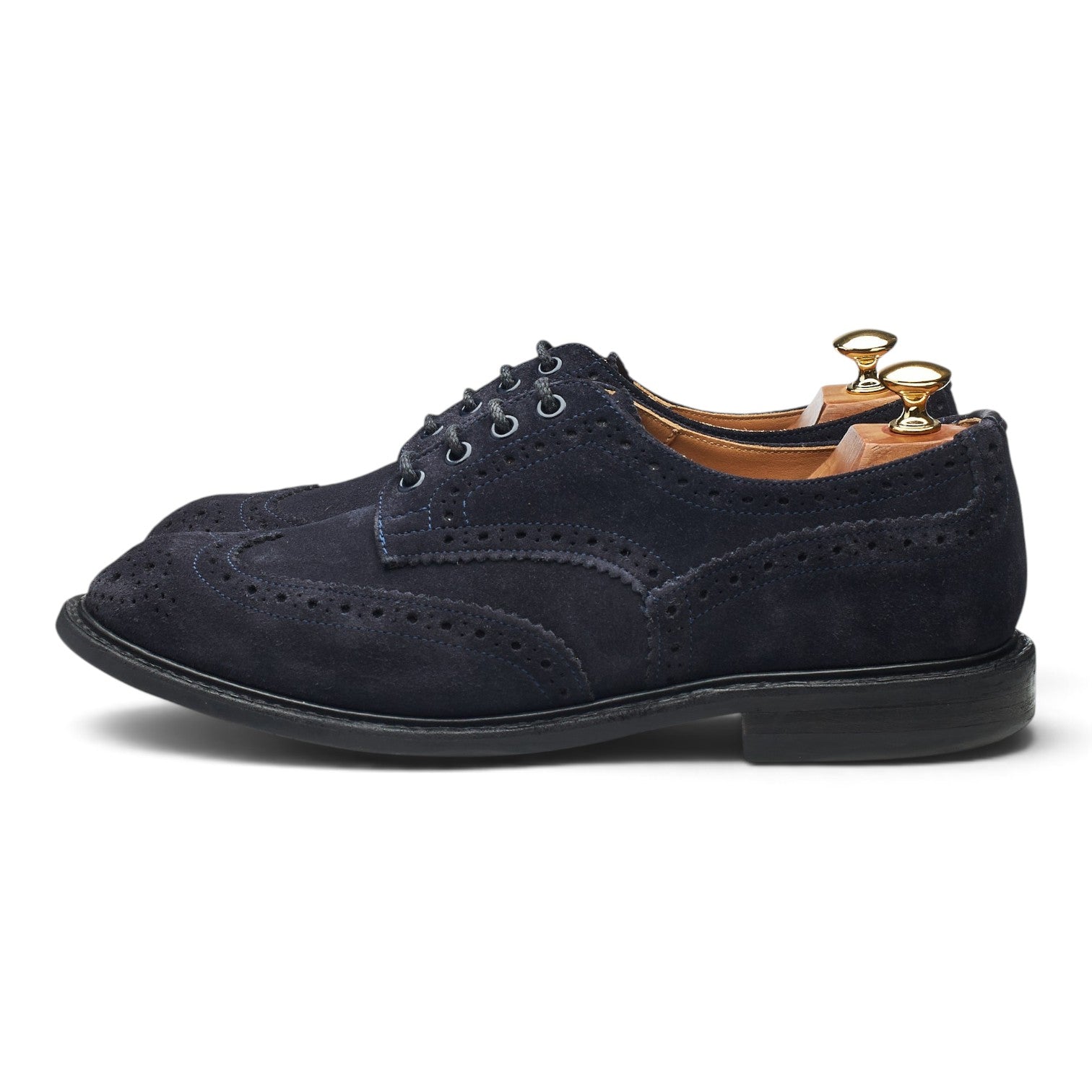 Tricker's Bourton derby brogue suède bleu marine UK 9