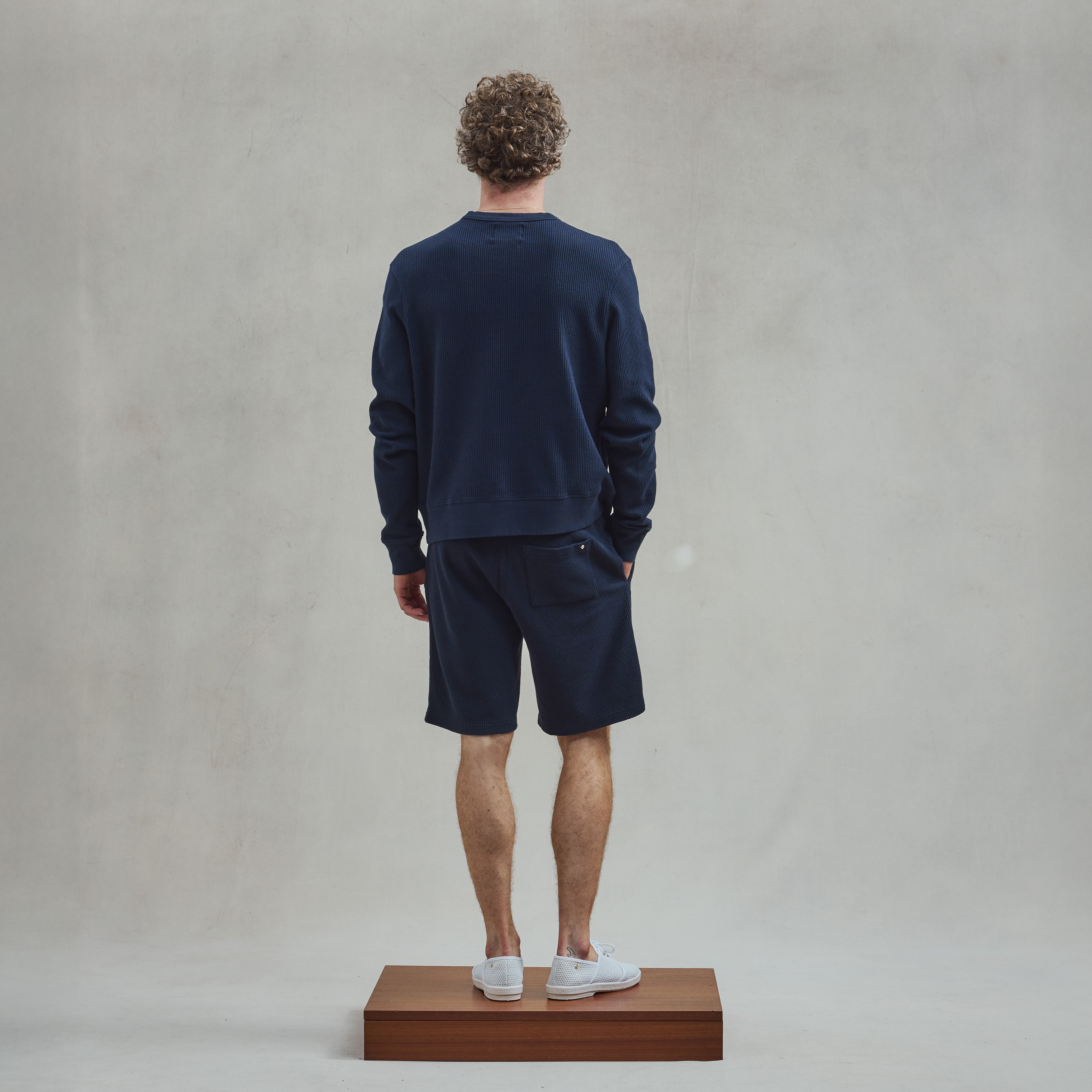 Rivieras Barbades Short Nid d'Abeille Marine Coton