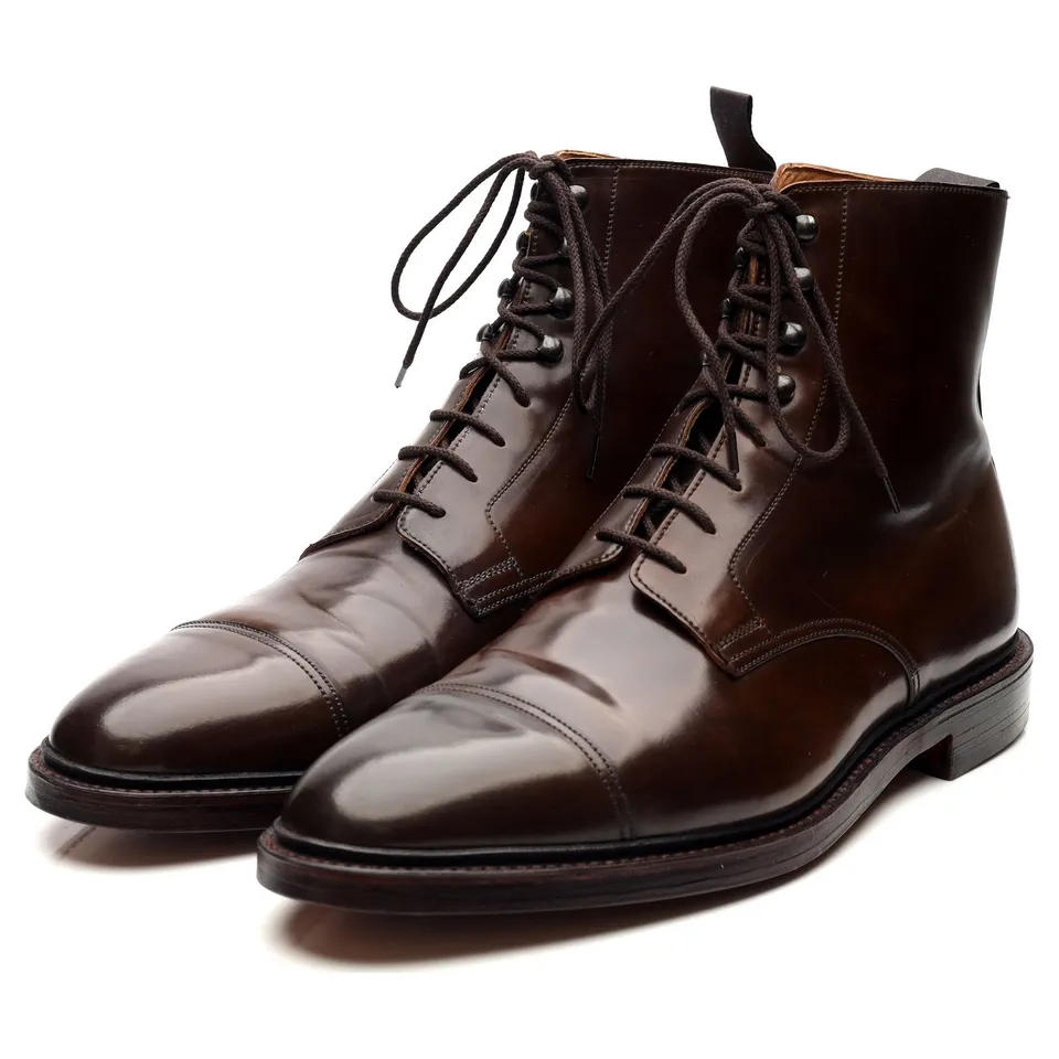 Crockett & Jones Harlech boots cuir cordovan marron UK 11