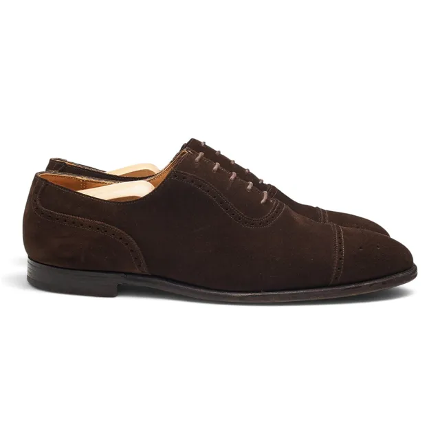 George Cleverley Adam derbies brogues daim marron UK 10
