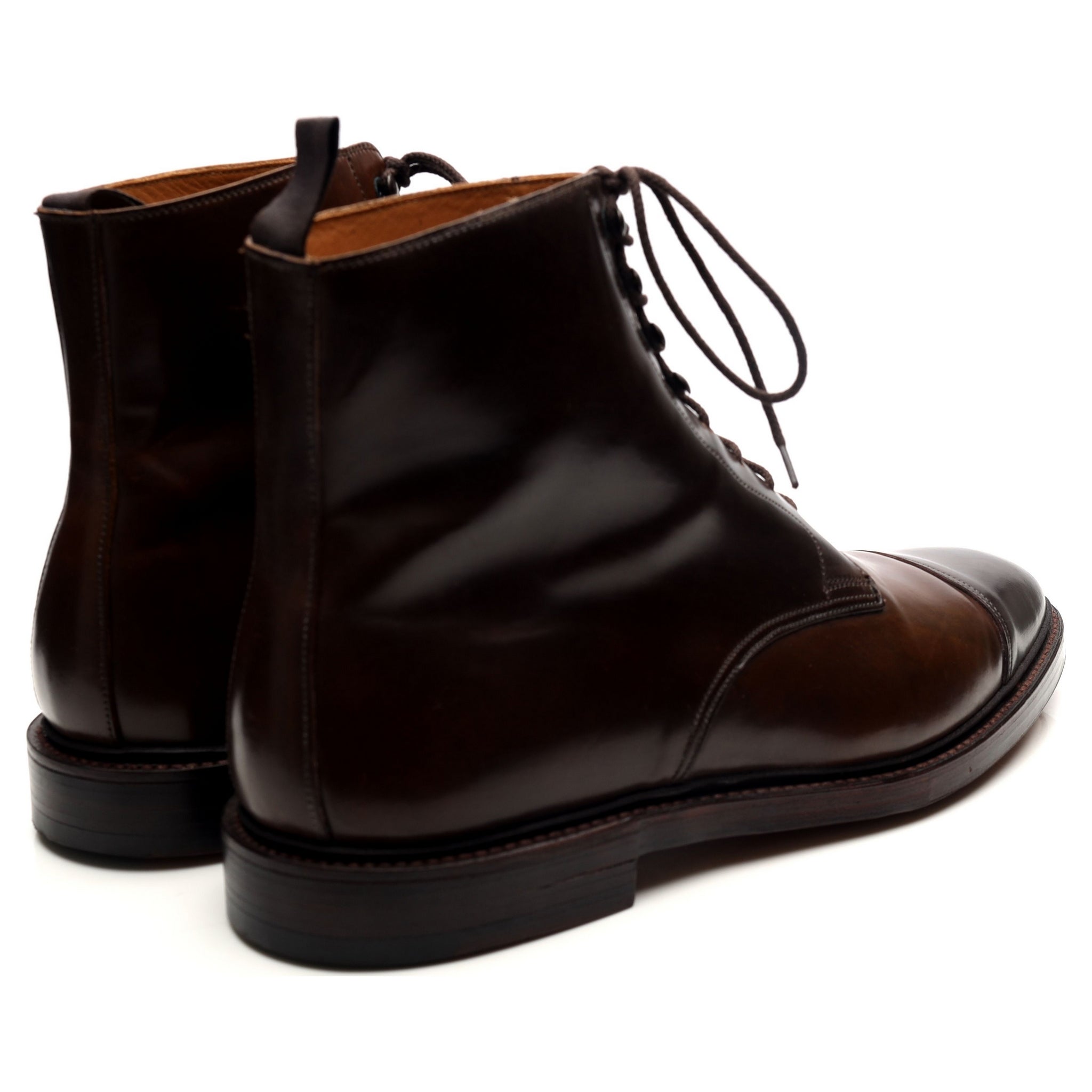 Crockett & Jones Harlech boots cuir cordovan marron UK 11