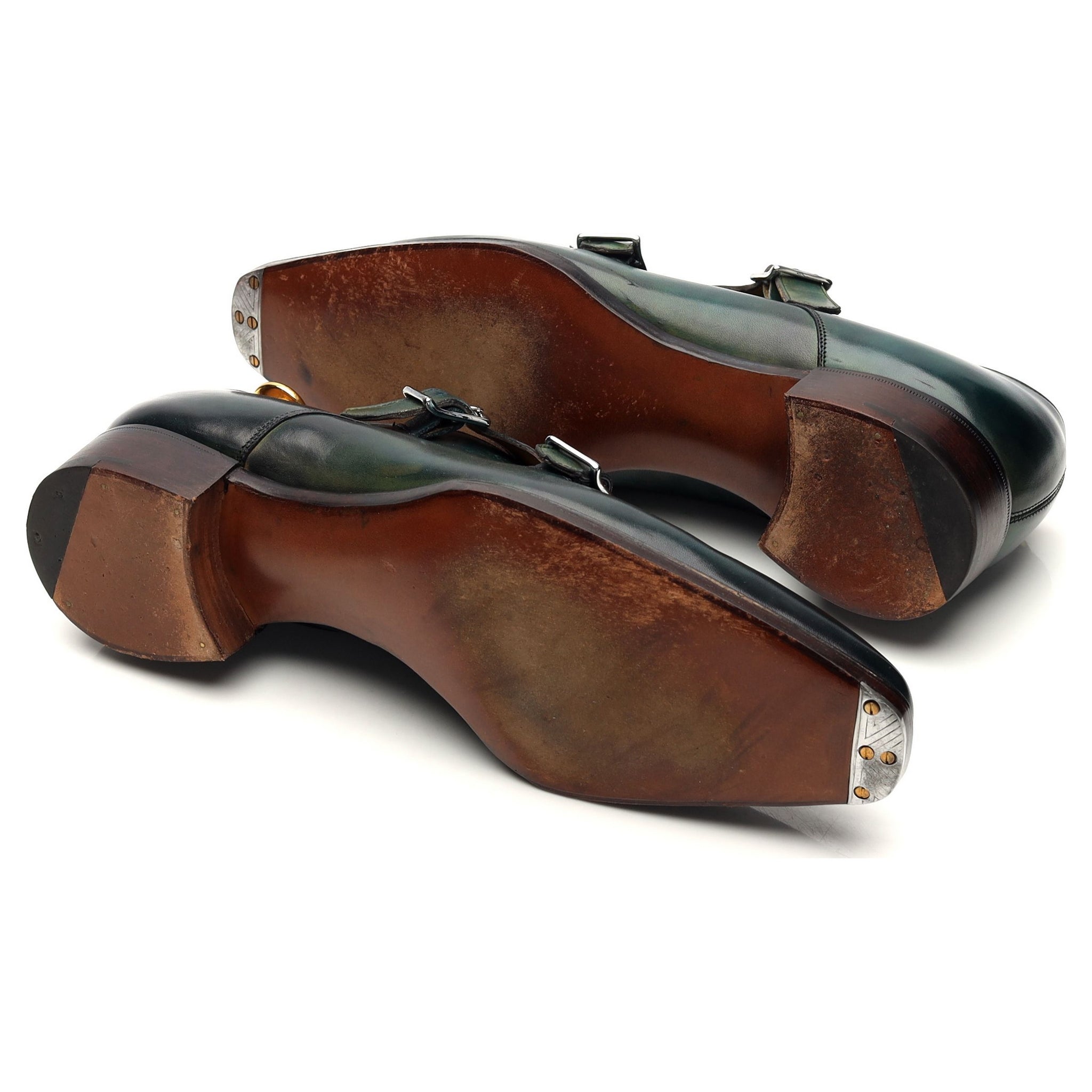 Gaziano & Girling Grosvenor monk cuir vert UK 6.5
