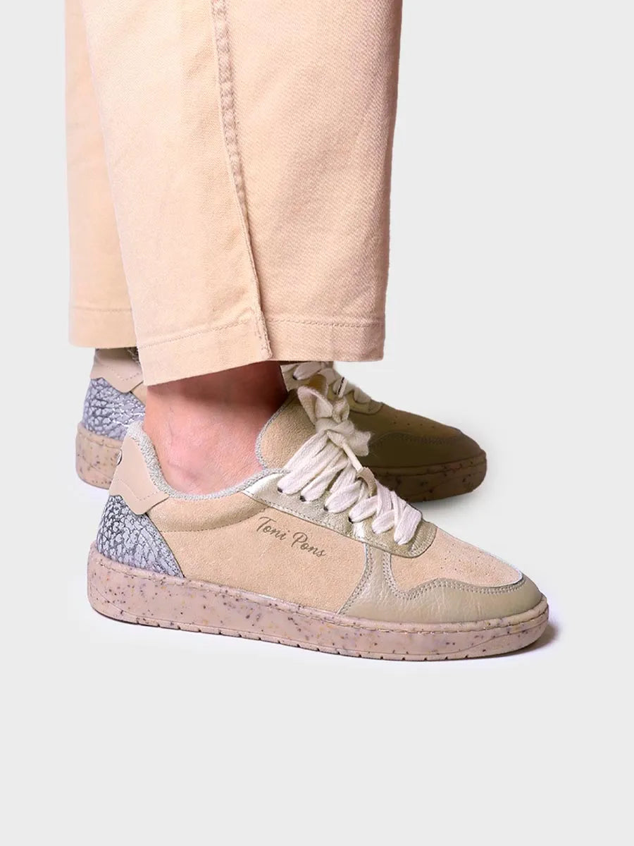 Toni Pons Alexandra baskets beige daim cuir femme