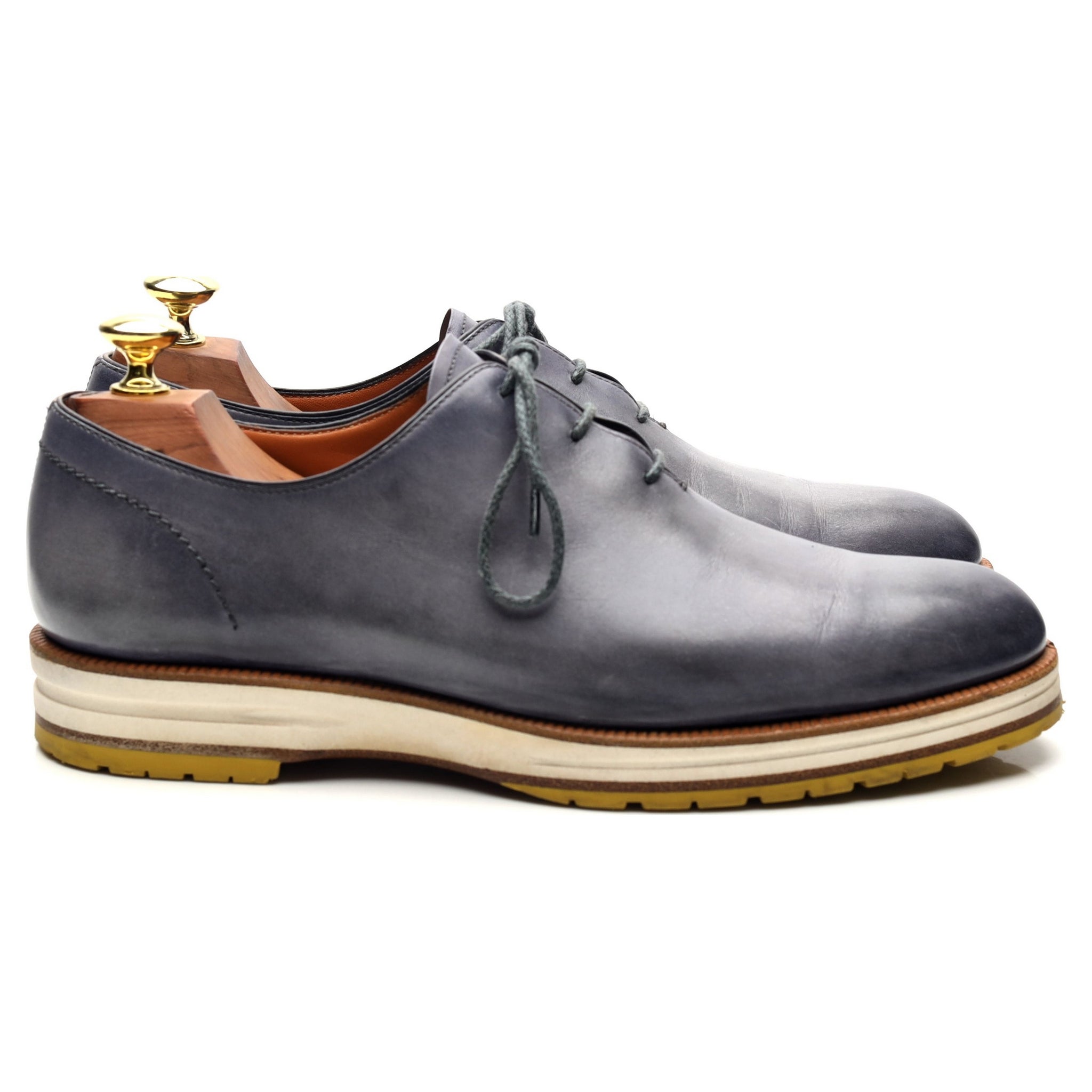 Berluti Alessio oxford cuir bleu patiné UK 7