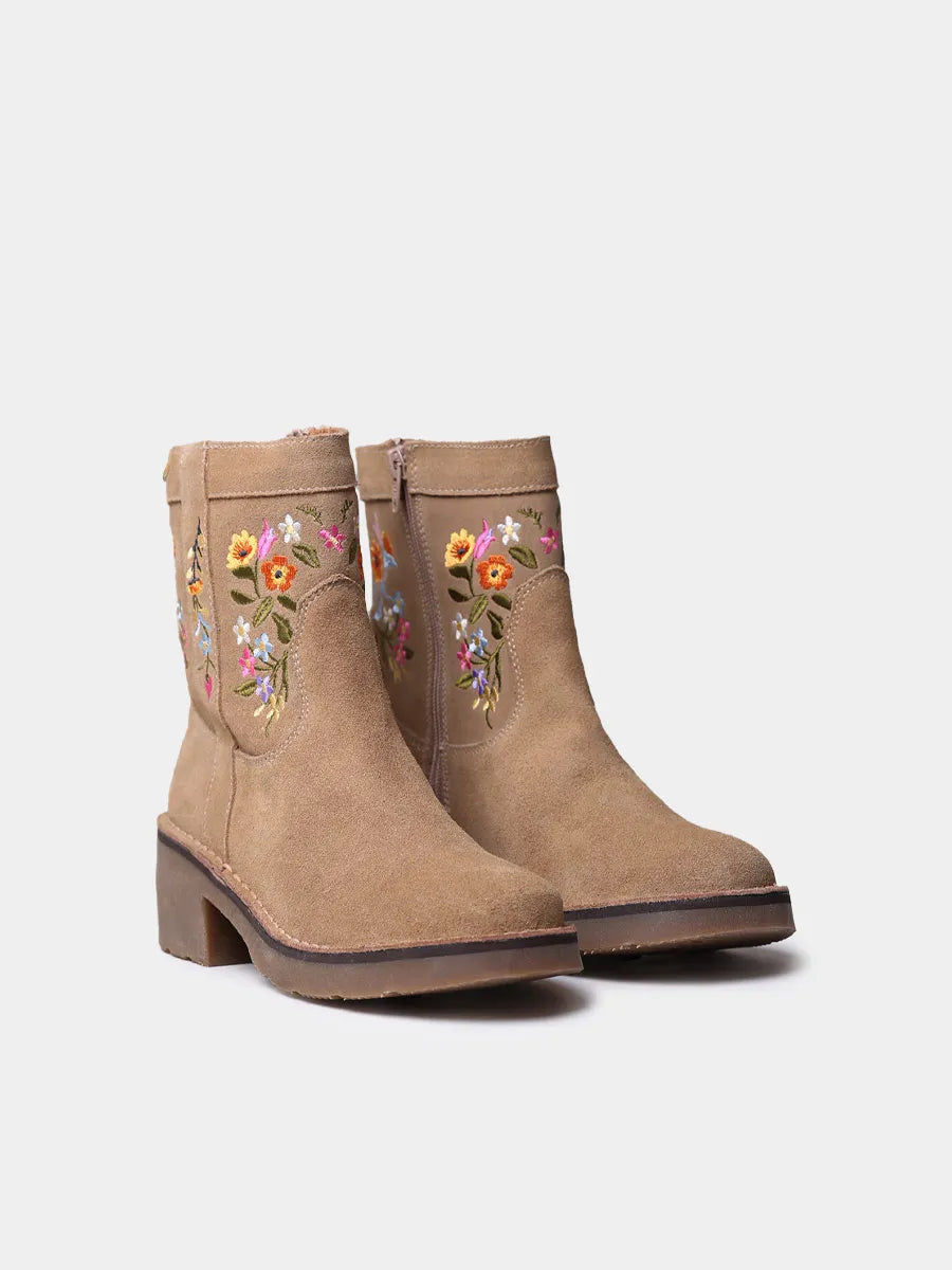 Toni Pons Monells bottine croute cuir fleurs brodees