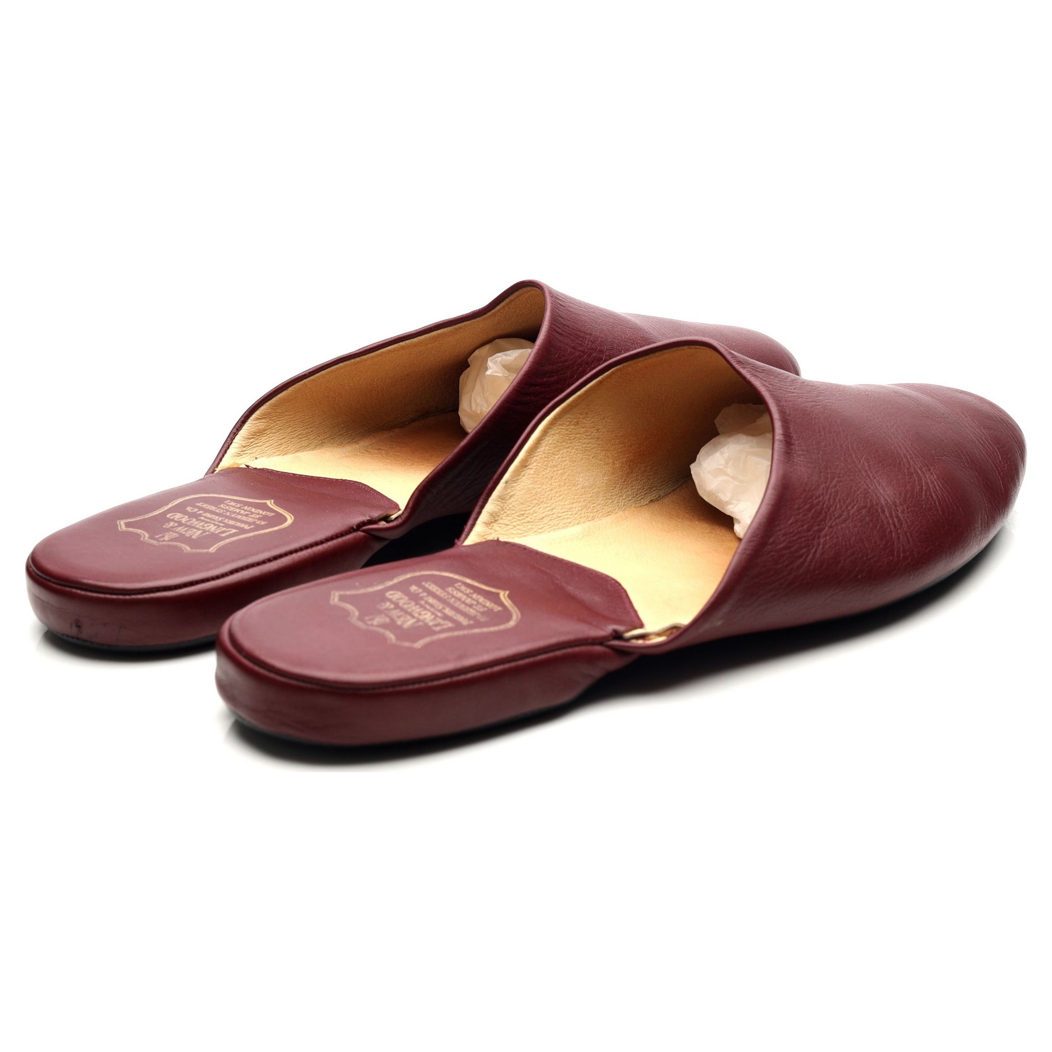 New & Lingwood pantoufles bordeaux UK 11 cuir