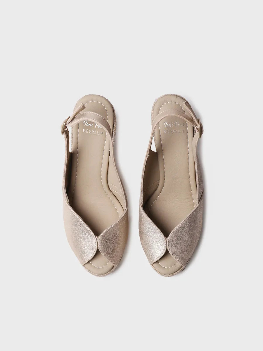 Toni Pons Oprah espadrille cuir compensée champagne 10 cm