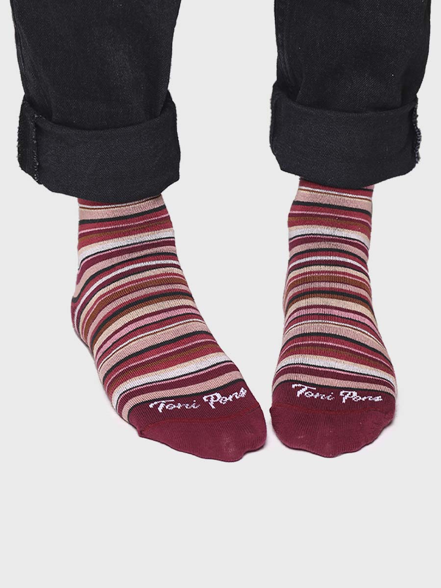Toni Pons Quel-BR chaussettes coton rayé bordeaux