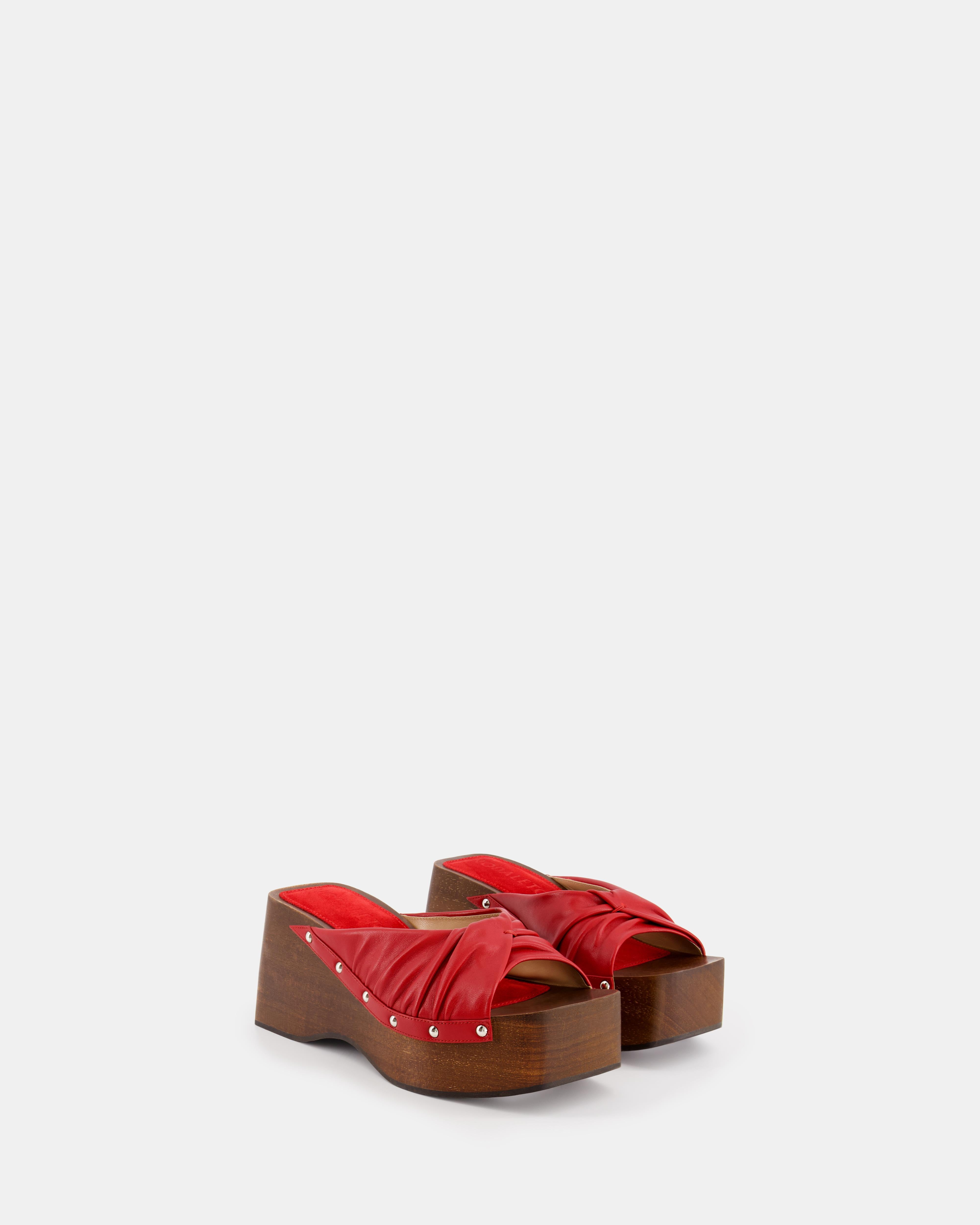 Nodaleto Bulla Mellow sabots cuir rouge Midnight Red talon 8 cm
