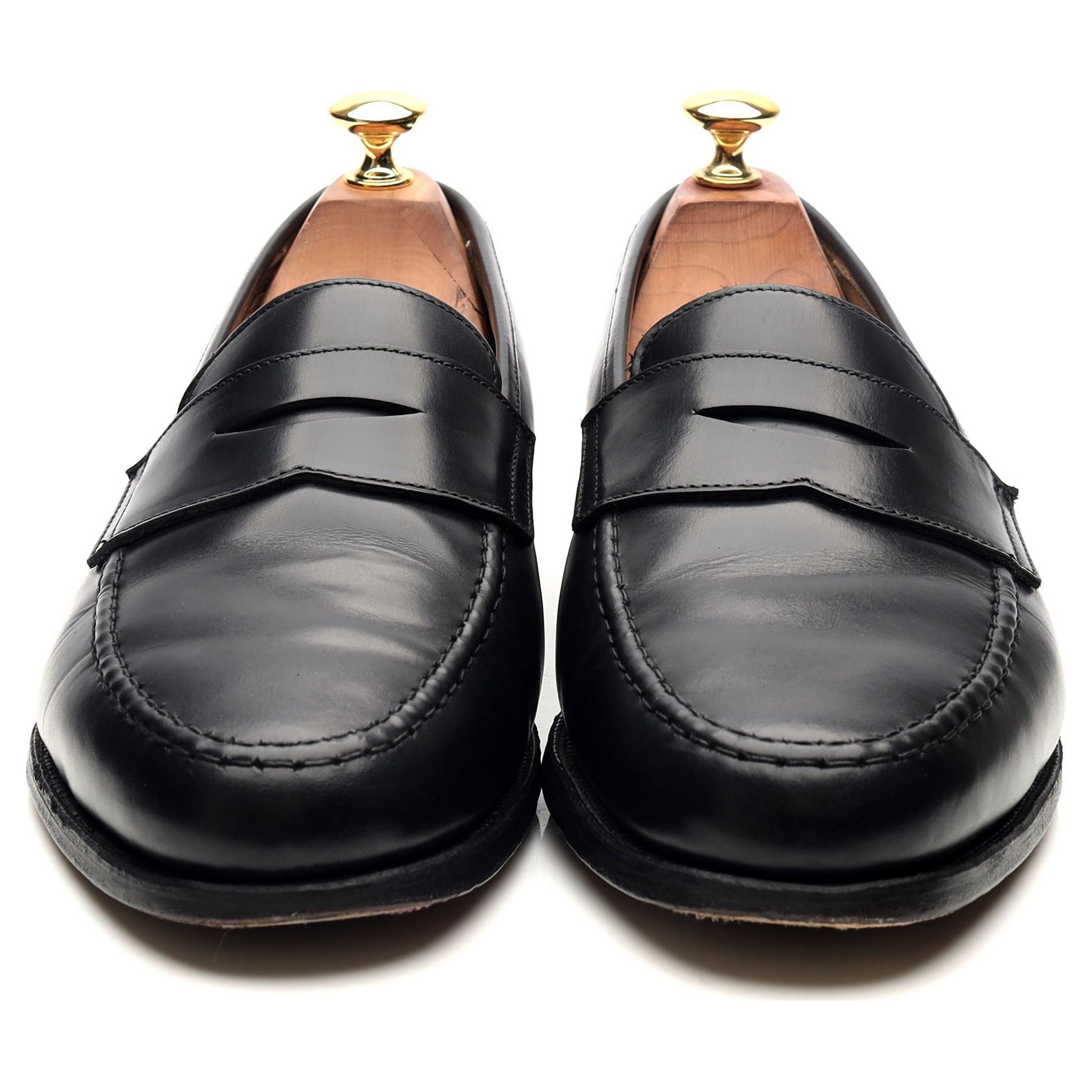 Crockett Jones Boston mocassins cuir noir UK 9.5 cavalerie
