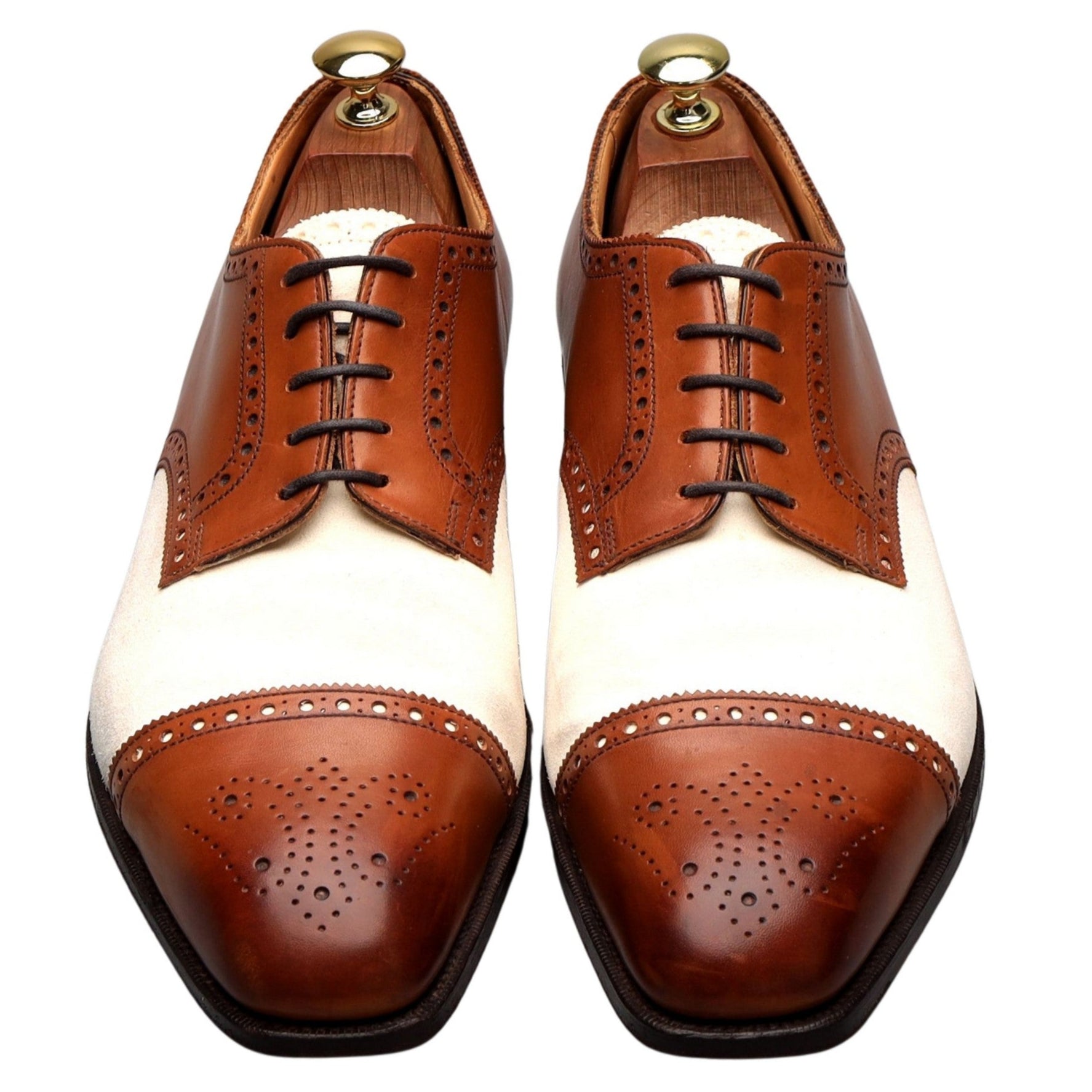 Ralph Lauren Purple Label derby cuir marron blanc 8,5
