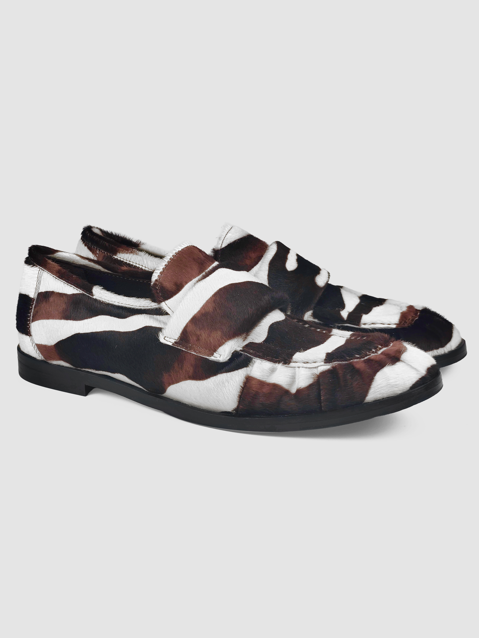 Lorena Paggi Zebra mocassins poulain blanc