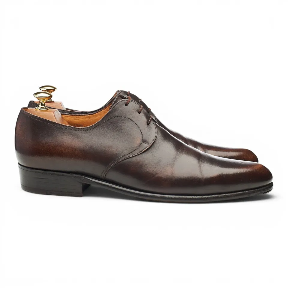 J.M. Weston 449 derby cuir marron foncé UK 9 semelle cuir