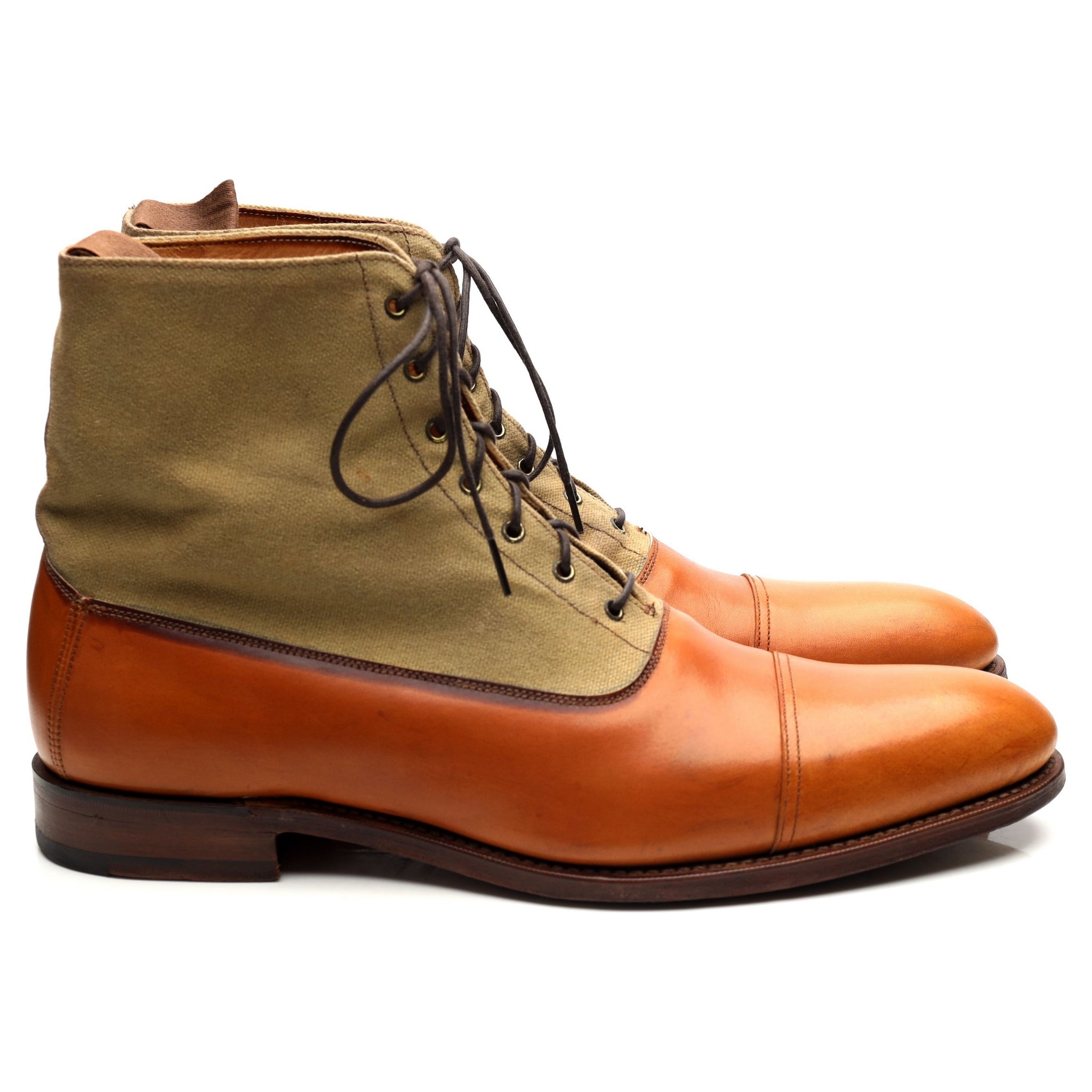 Grenson boots balmoral cuir toile marron UK 10