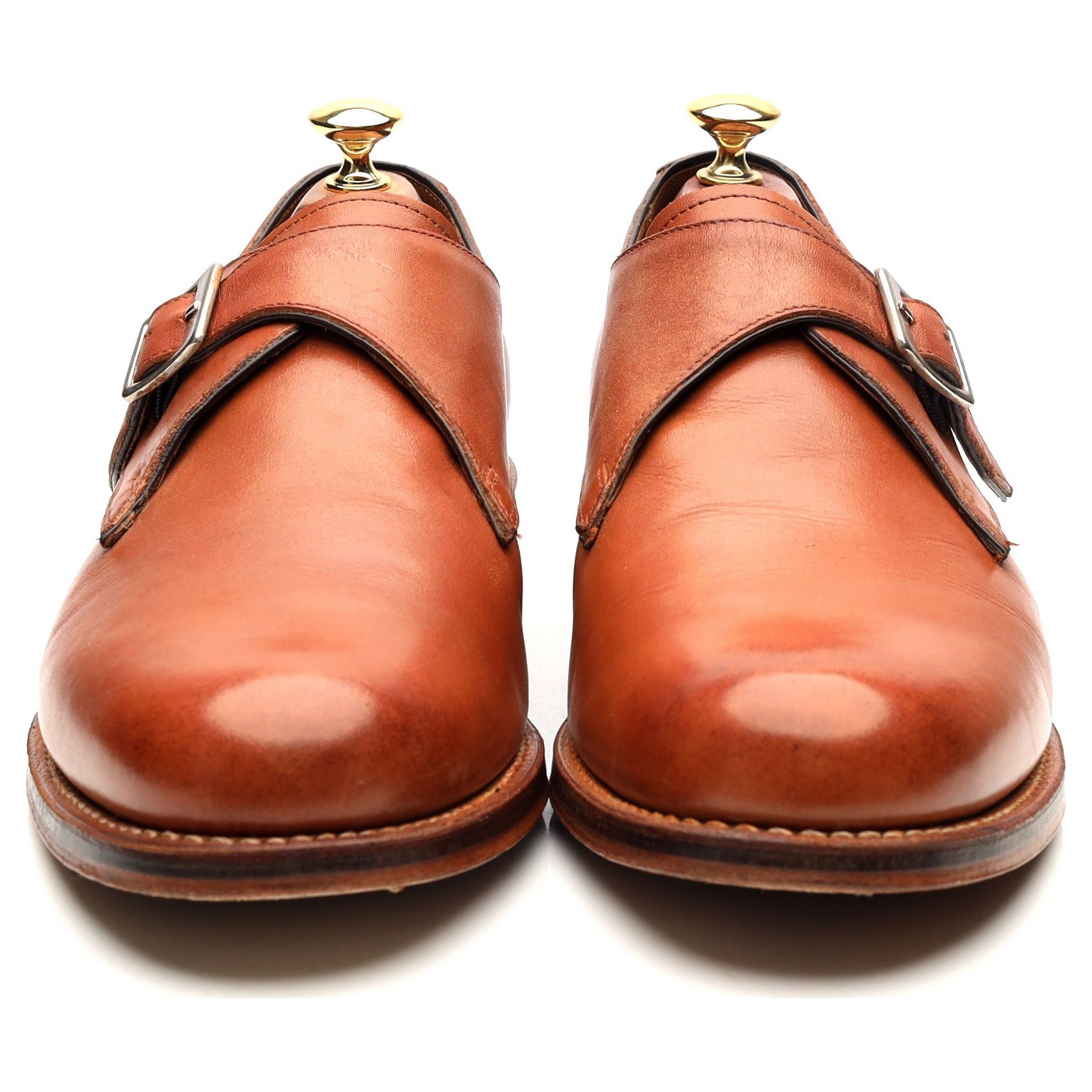 Grenson Nathan chaussures monk cuir cognac UK 9