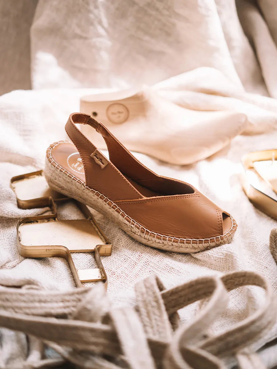 Toni Pons Bernia-P espadrille compensée cuir bout ouvert