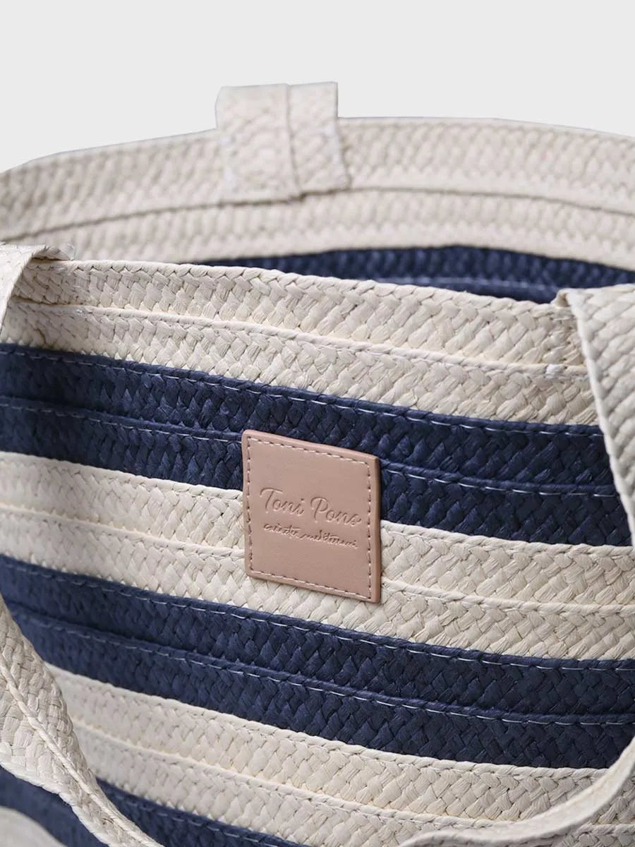 Toni Pons Desi sac femme raphia rayures marines