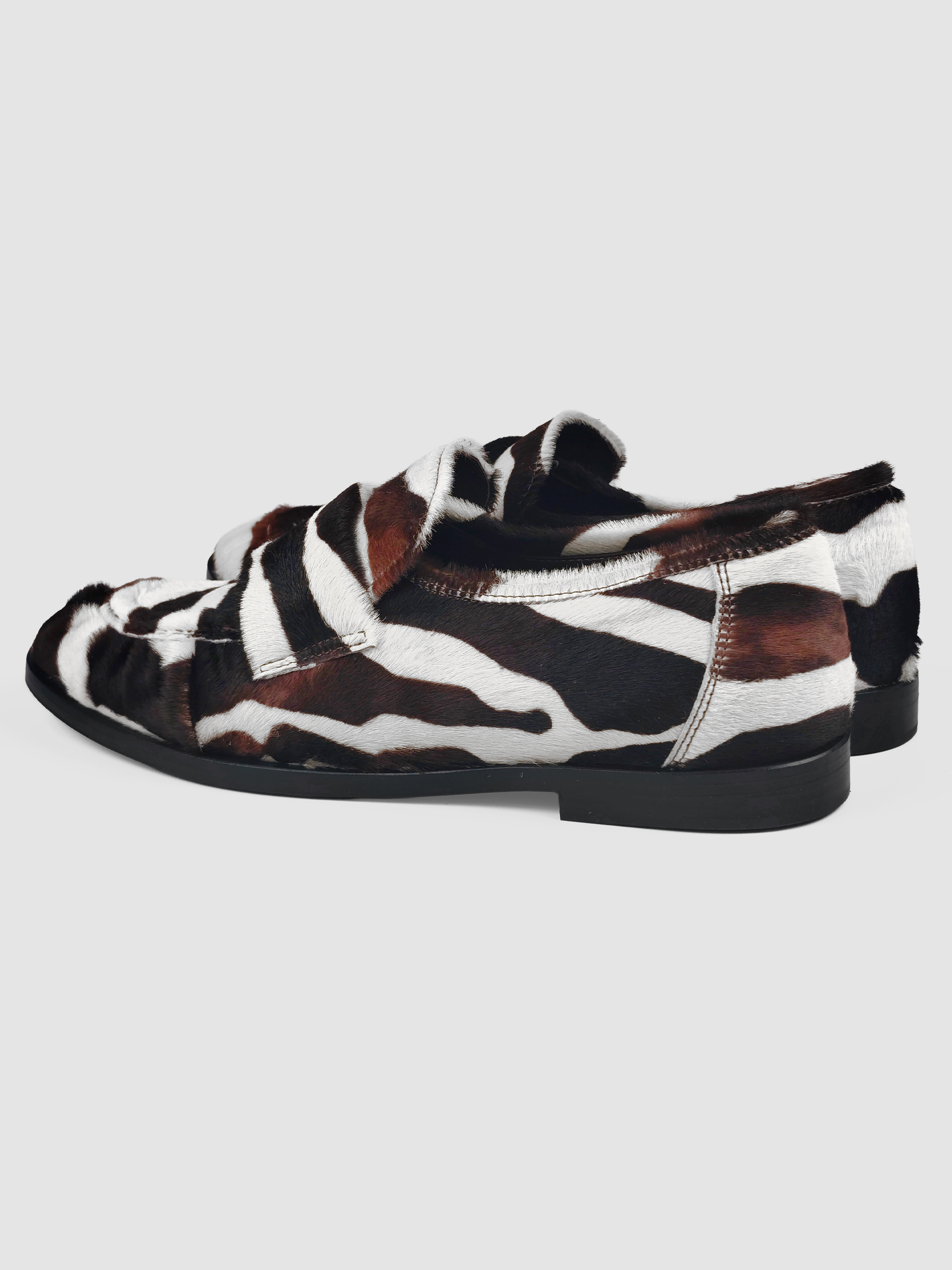 Lorena Paggi Zebra mocassins poulain blanc