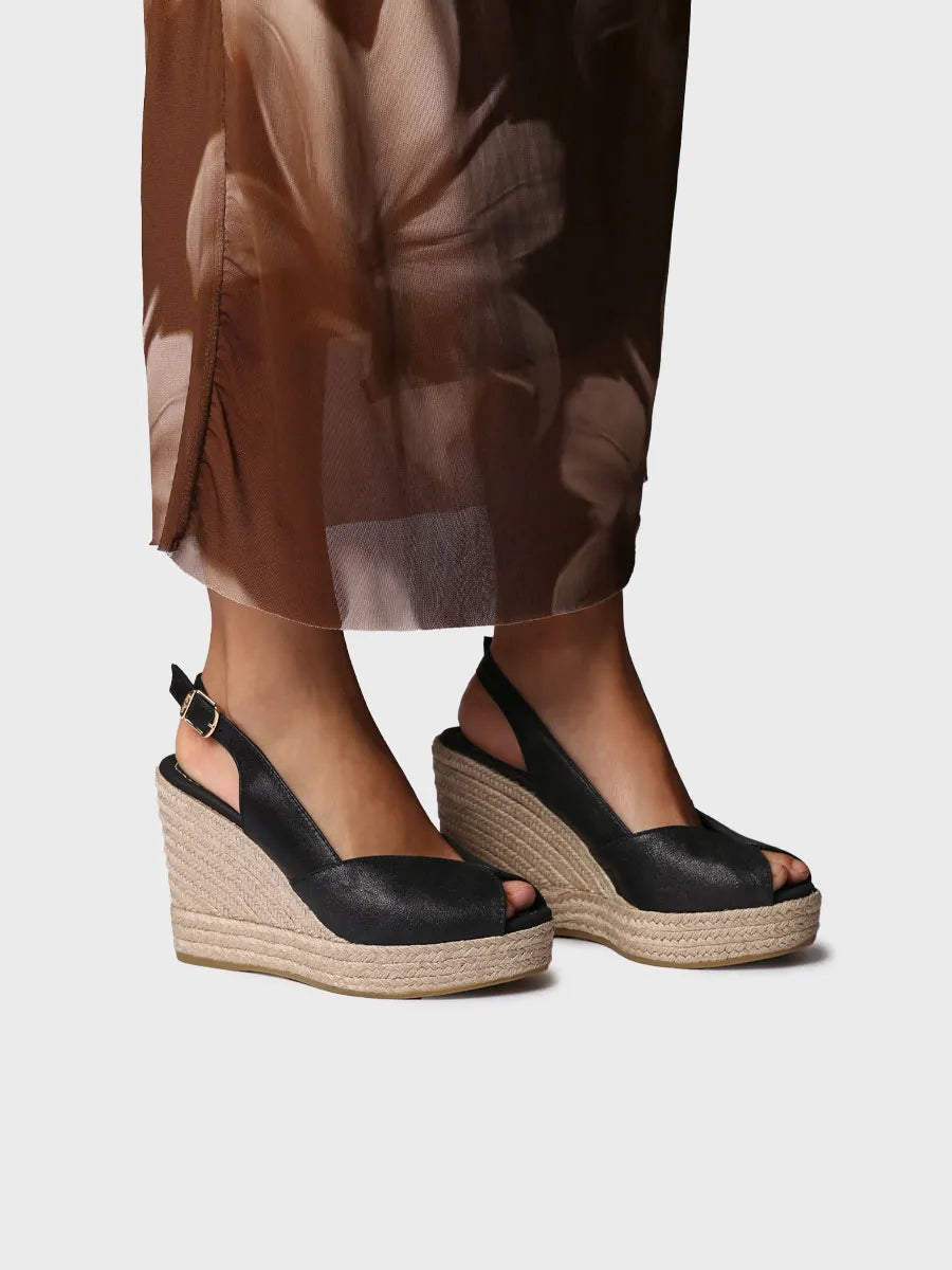 Toni Pons Oprah espadrille compensée noire talon 10 cm