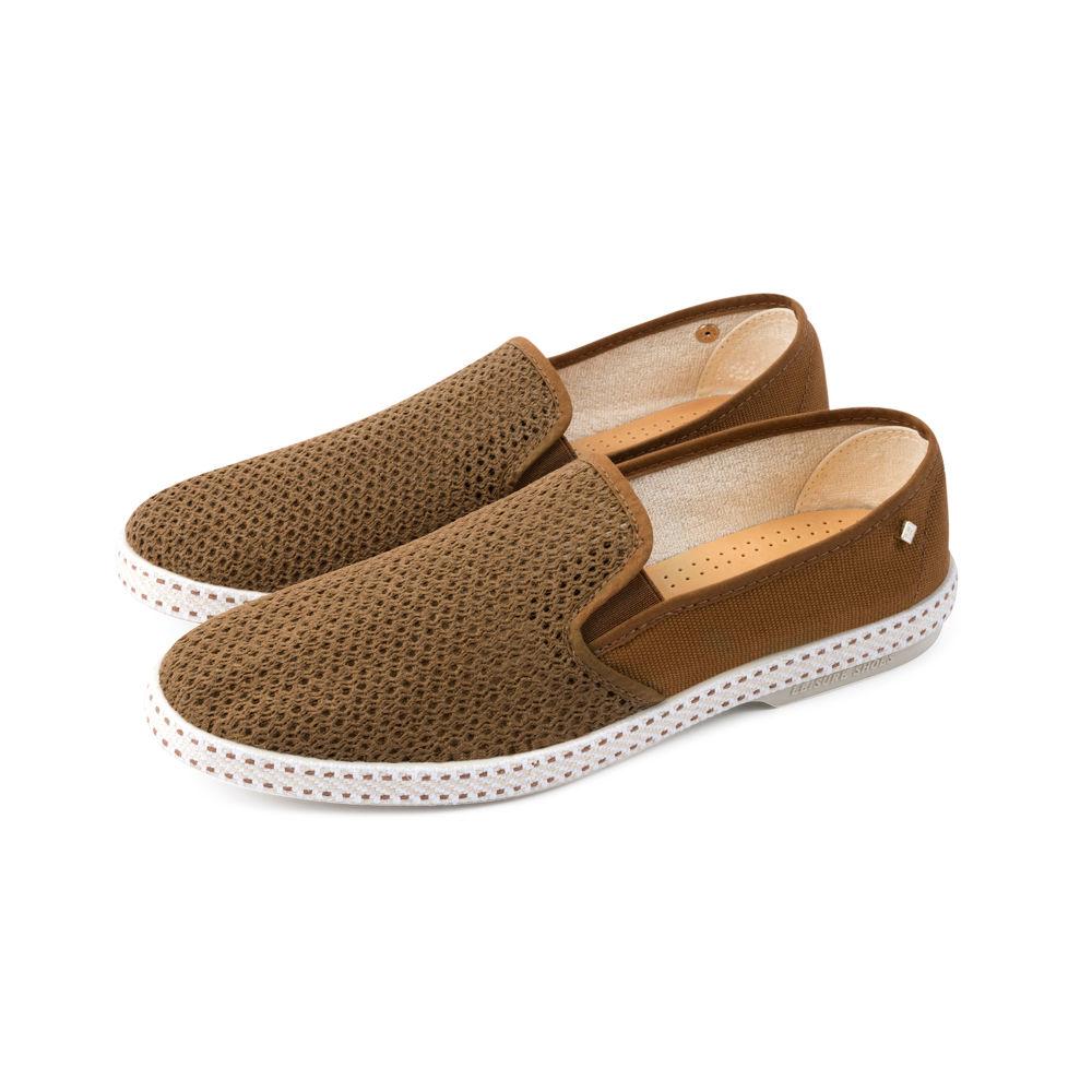 Rivieras Classic Toile Filet Marron slip on coton