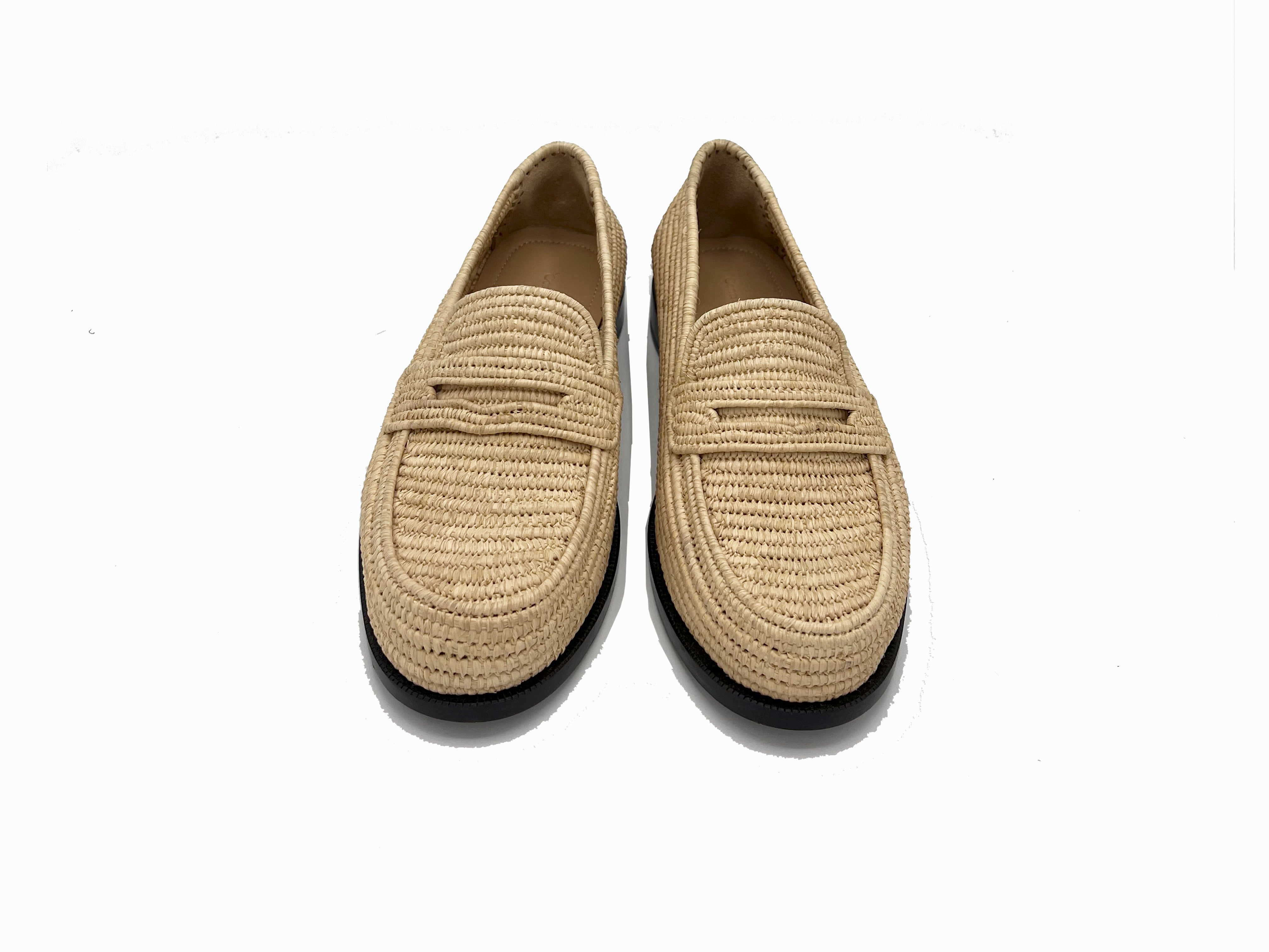 Contre-Allée Maarif mocassin raphia beige tissé main