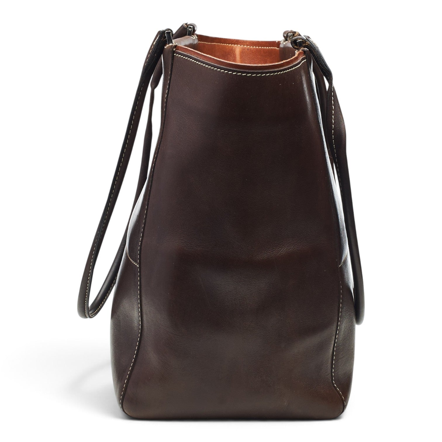 Loro Piana sac cabas cuir marron 28 cm