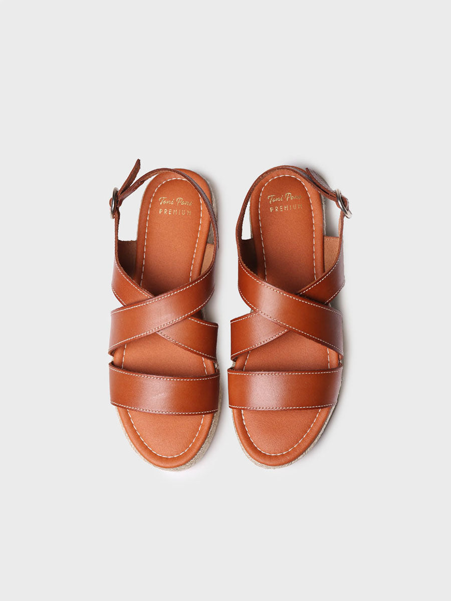Toni Pons Elisenda sandale compensée cuir camel