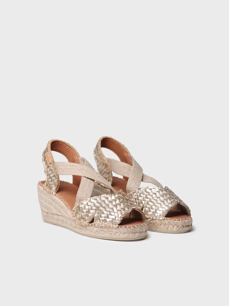 Toni Pons Salina espadrille cuir tressé compensée platino