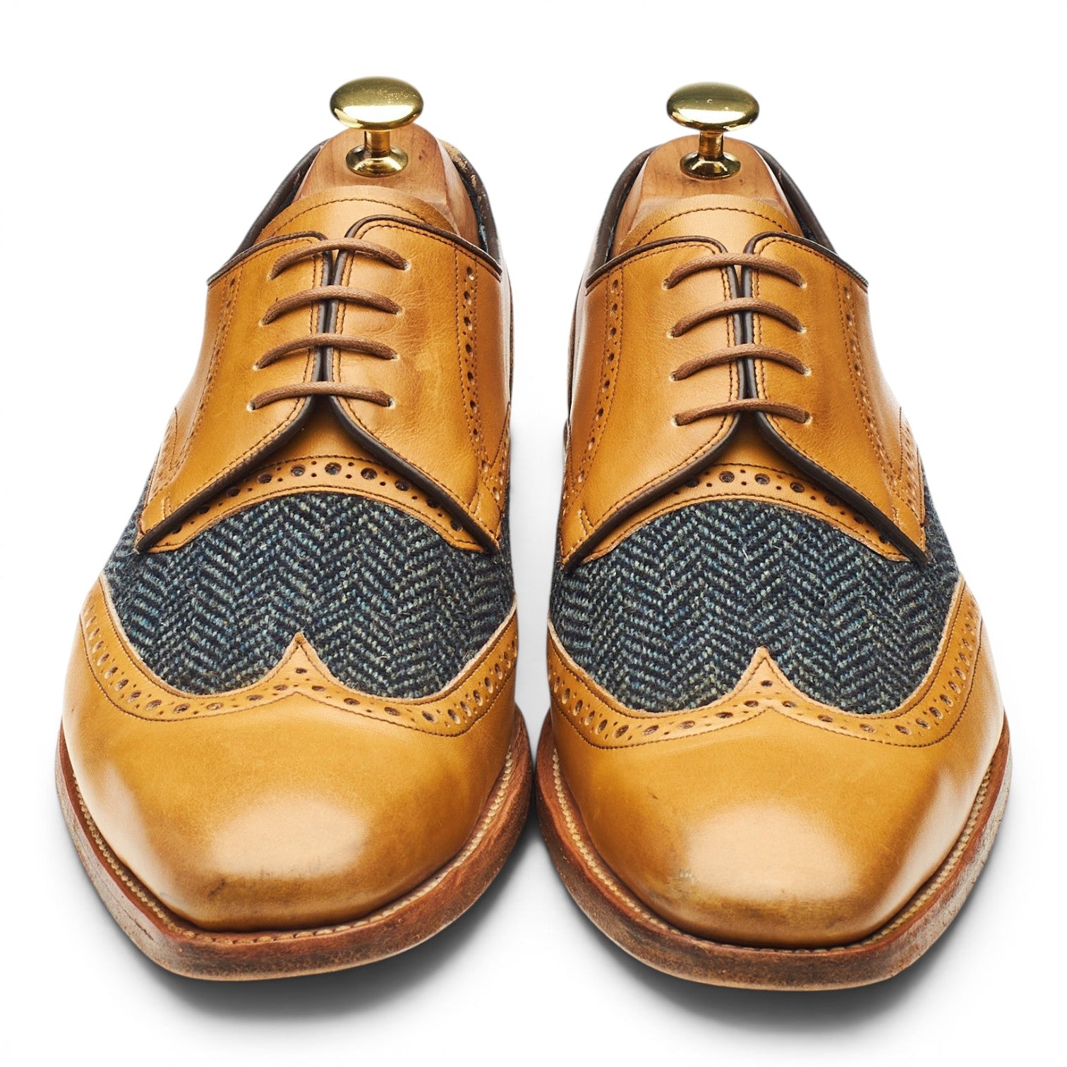 Barker Jackson derby cuir camel tweed 8 UK