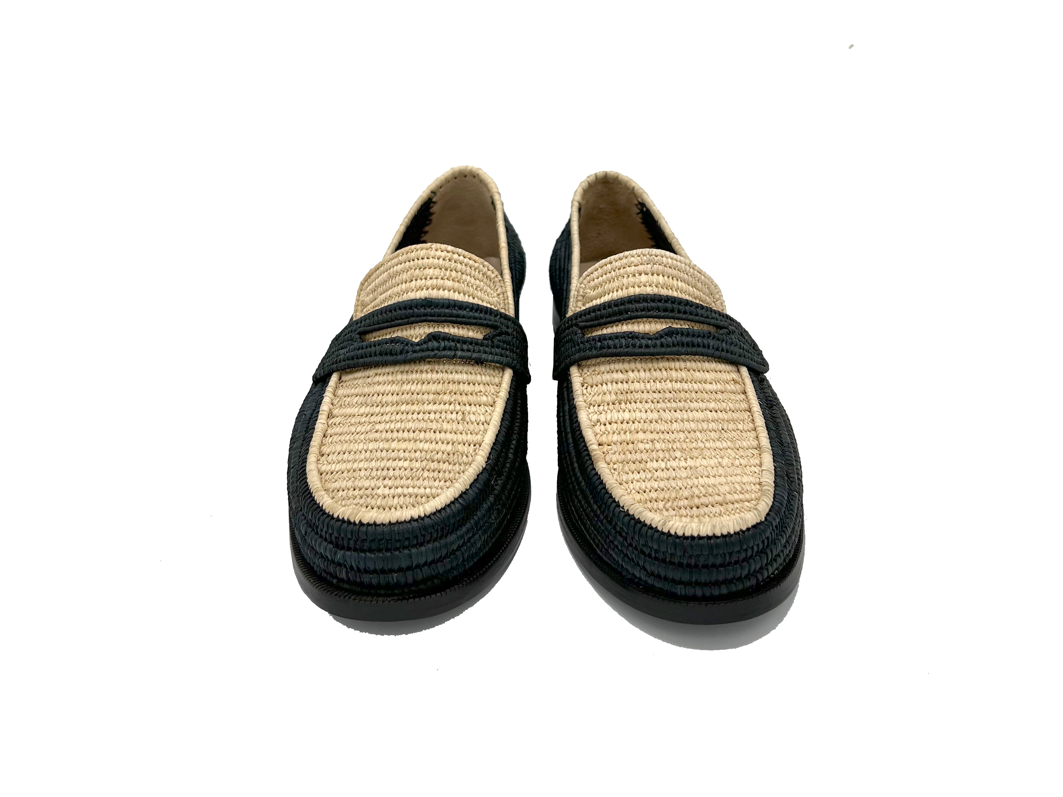 Contre-Allée Maarif mocassin raphia beige tissé main