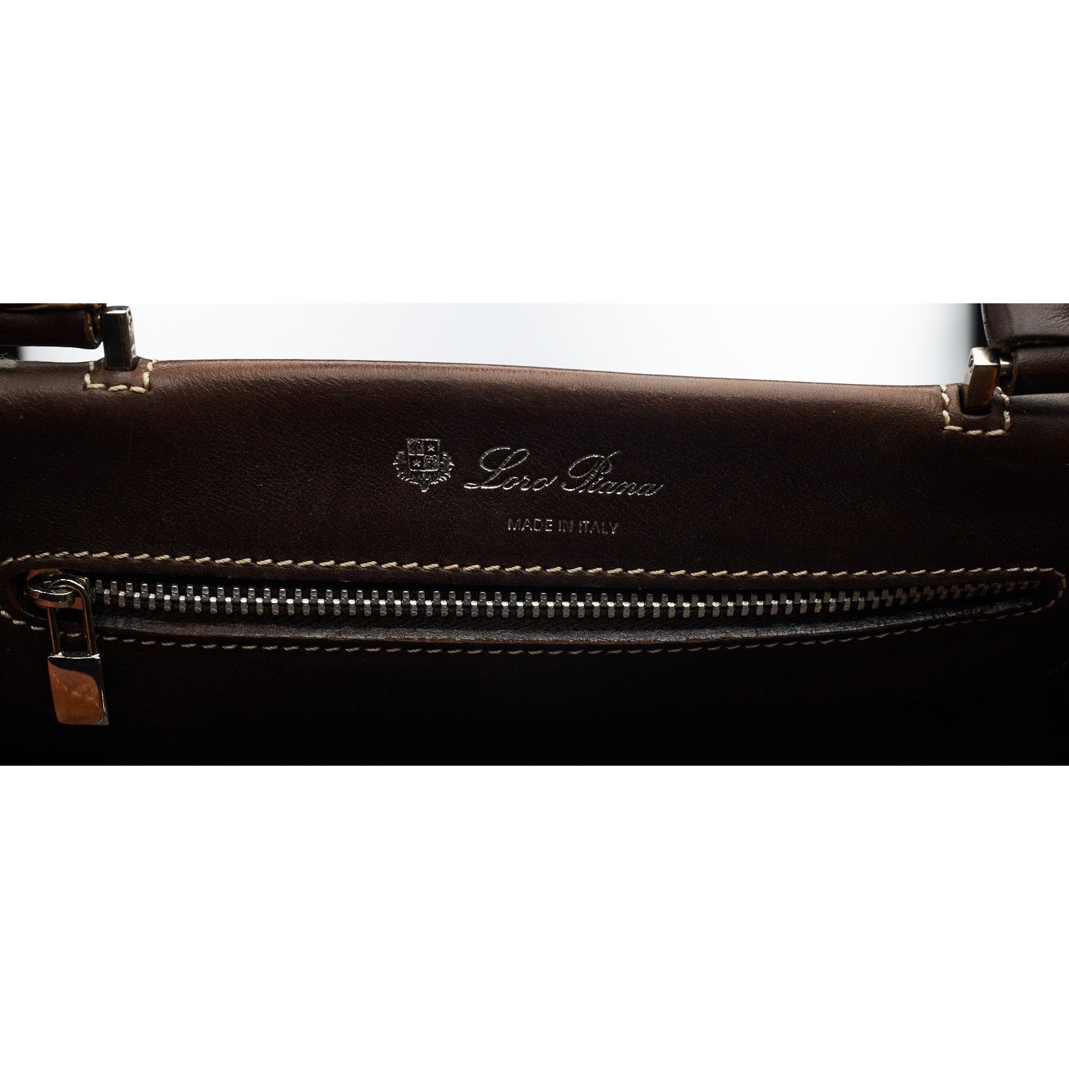 Loro Piana sac cabas cuir marron 28 cm