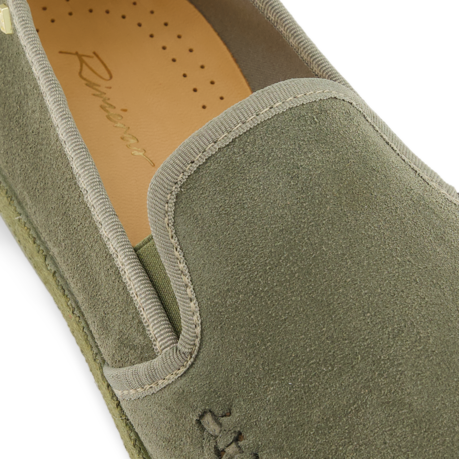 Rivieras Classic Suede Tressé Kaki espadrilles cuir kaki