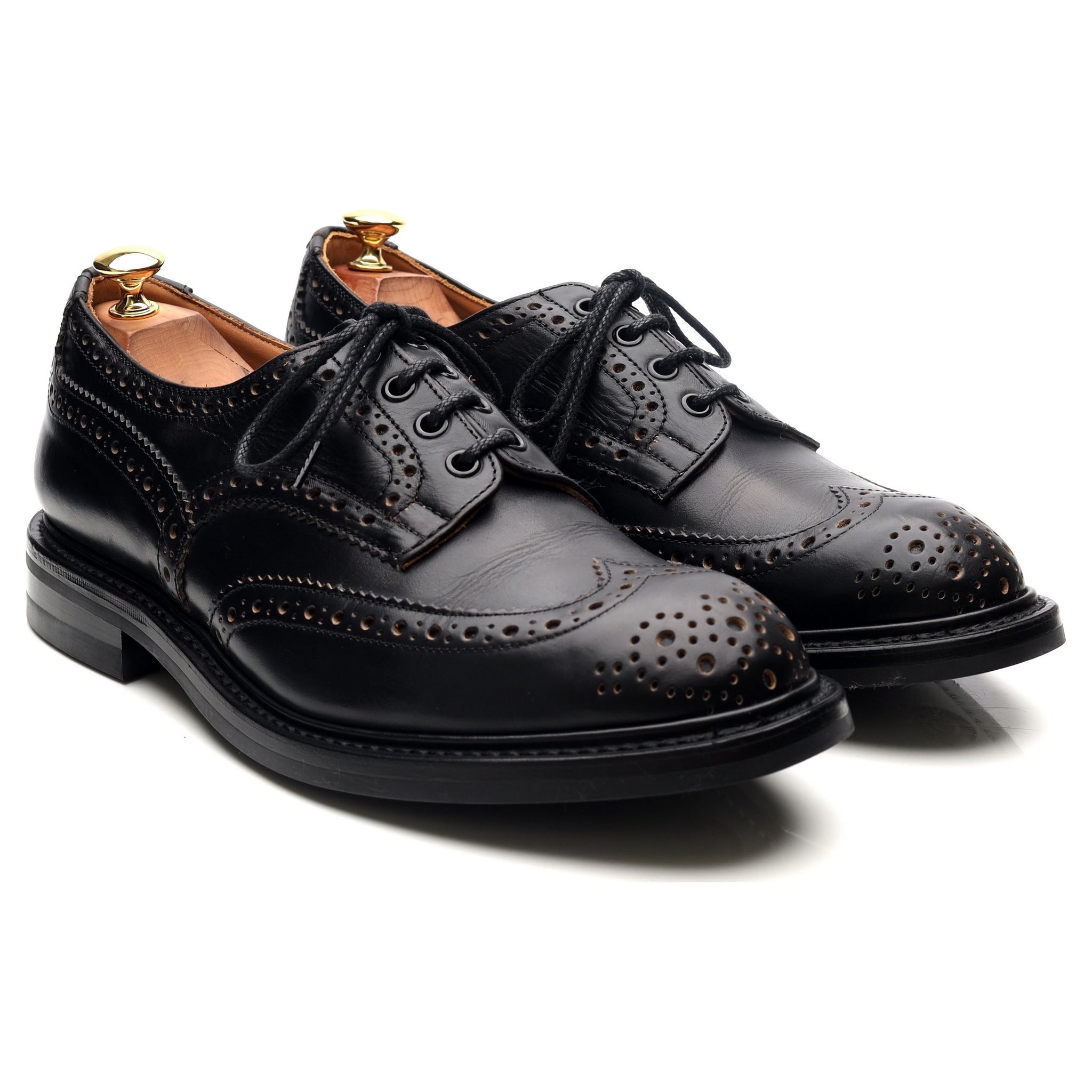Tricker's Bourton derbies brogues cuir noir UK 9.5