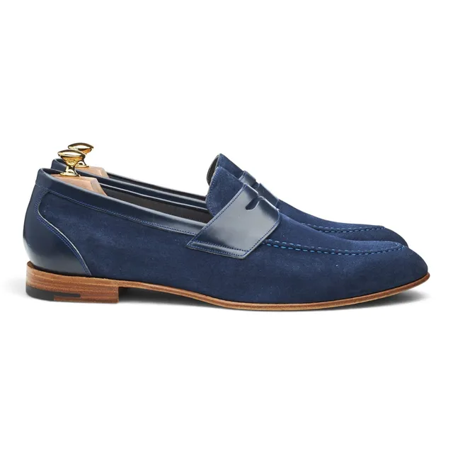 Barker Penny mocassins suède bleu marine UK 11