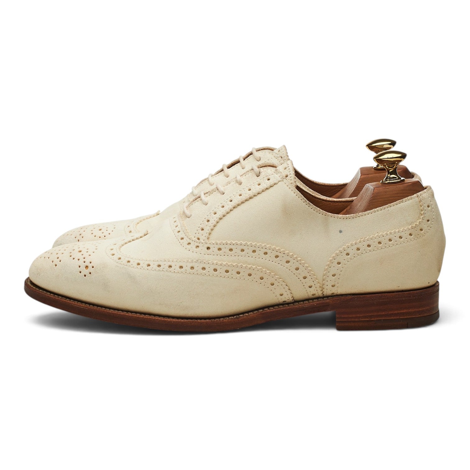 Peal & Co Oxford Brogue chaussures suède blanc UK 6.5