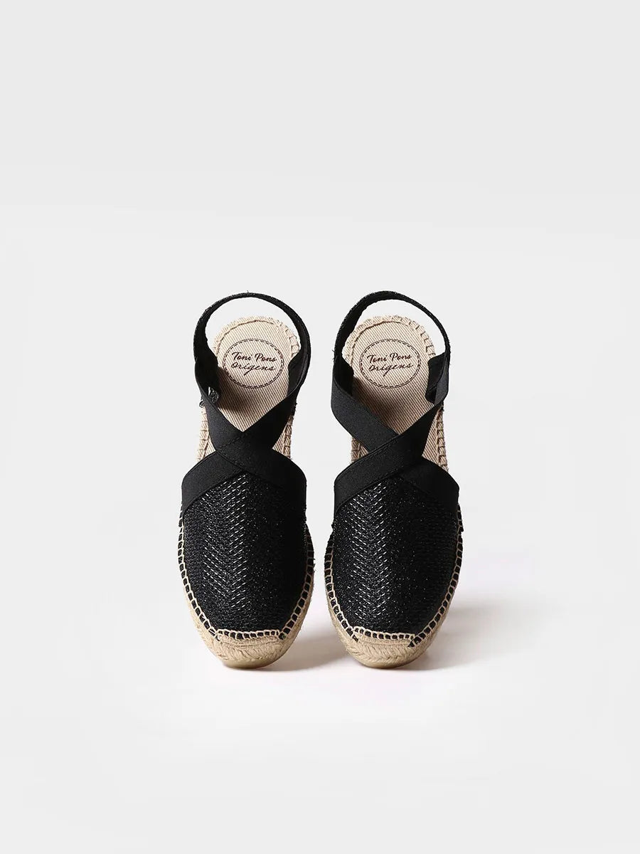Toni Pons Triton espadrilles compensées noires brillantes